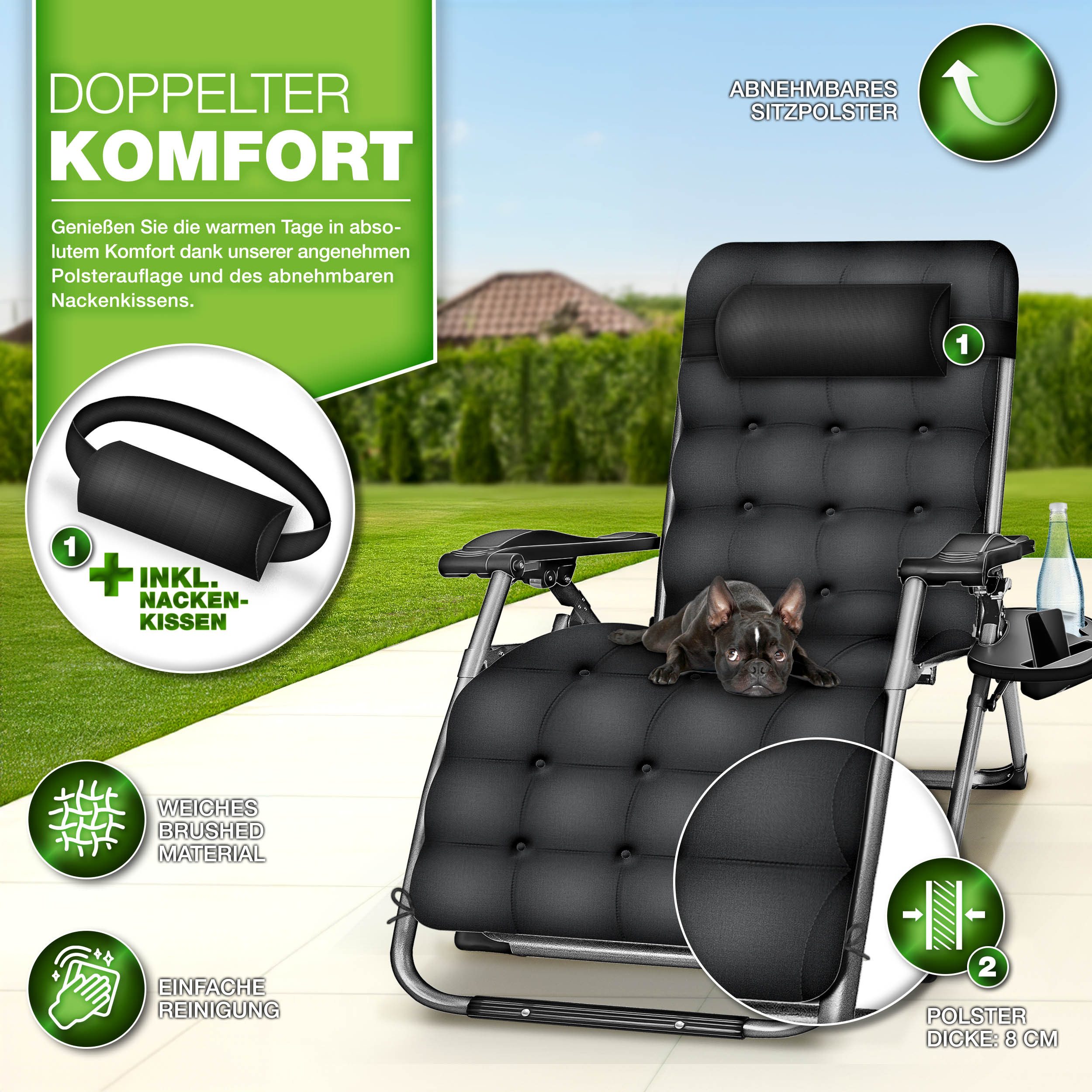 tillvex Gartenliege tillvex® Liegestuhl klappbar bis 200 kg, Sonnenliege we günstig online kaufen