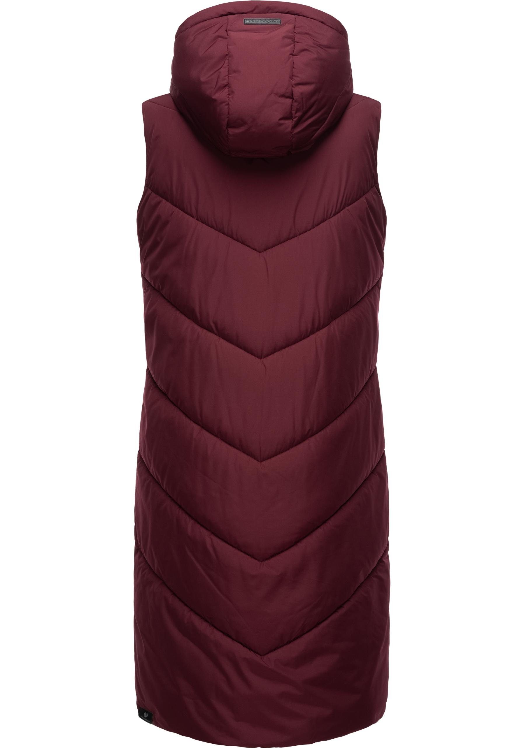 Ragwear Steppweste Suminka Vest Wasserdichte, lange Damen Winterweste