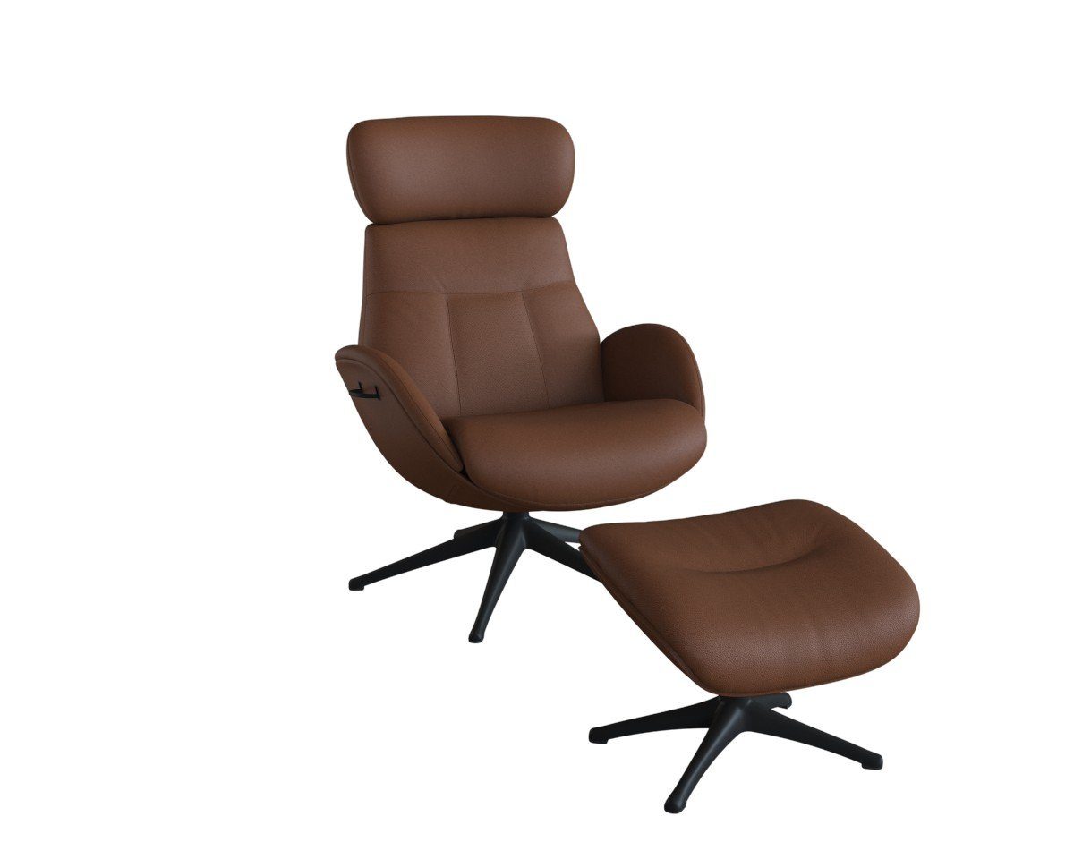 FLEXLUX Relaxsessel Elegant, Funktionssessel, verstellbarer Rücken- und Kopfstütze, Premium Komfort, Rücken- & Kopfteilverstellung, drehbar, Fuß schwarz