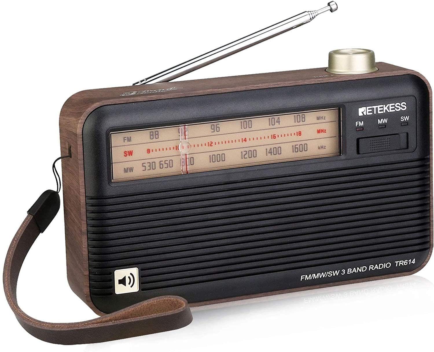 Retekess TR614 Retro-Radio FM/MW/SW für ältere Menschen für Ostergeschenk  UKW-Radio (Kurzwellenradio Tragbares Radio, Ausgestattet mit 1200mAh Akku)