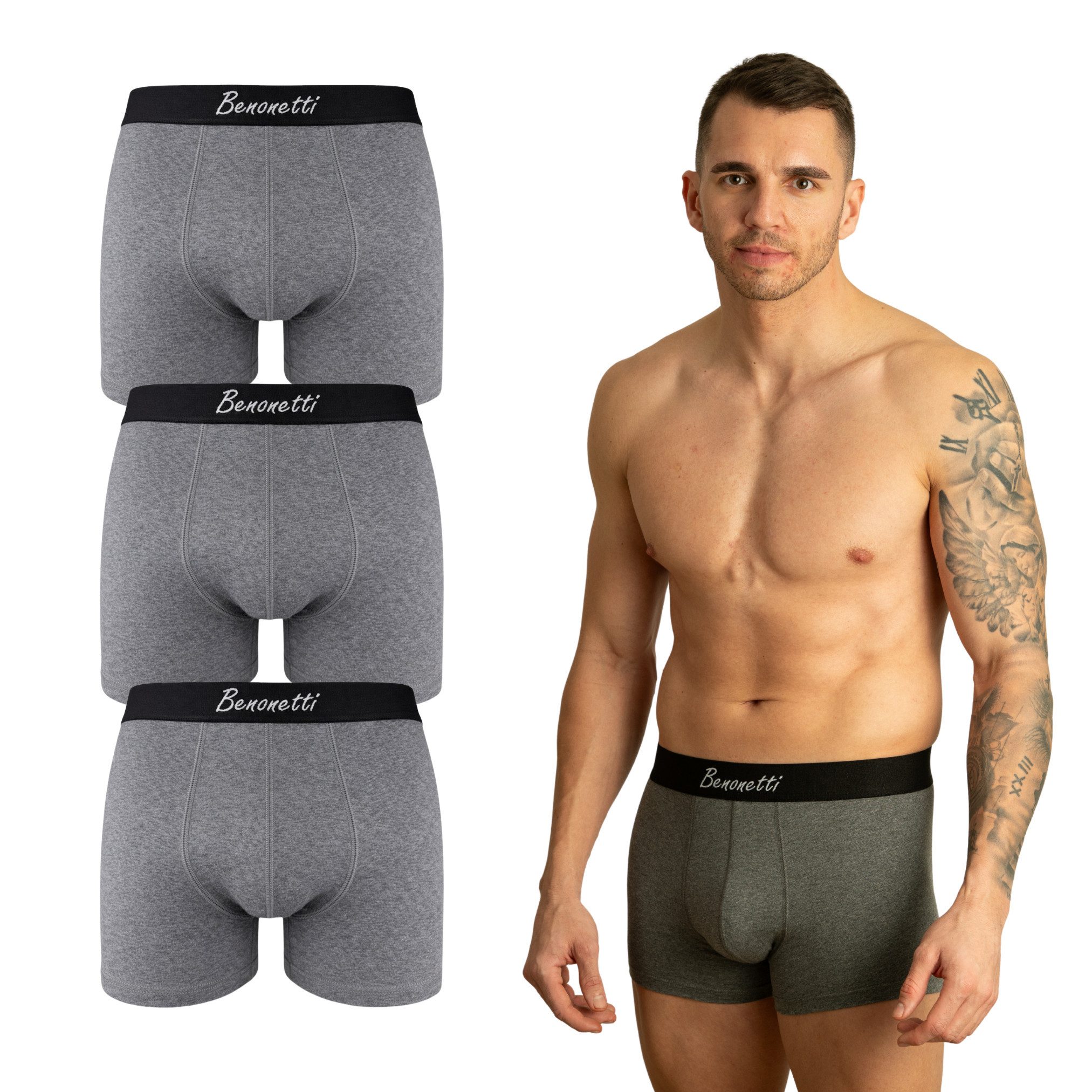 Benonetti Boxershorts weich, langlebig & atmungsaktiv, kein Aufrollen (3 Pa günstig online kaufen