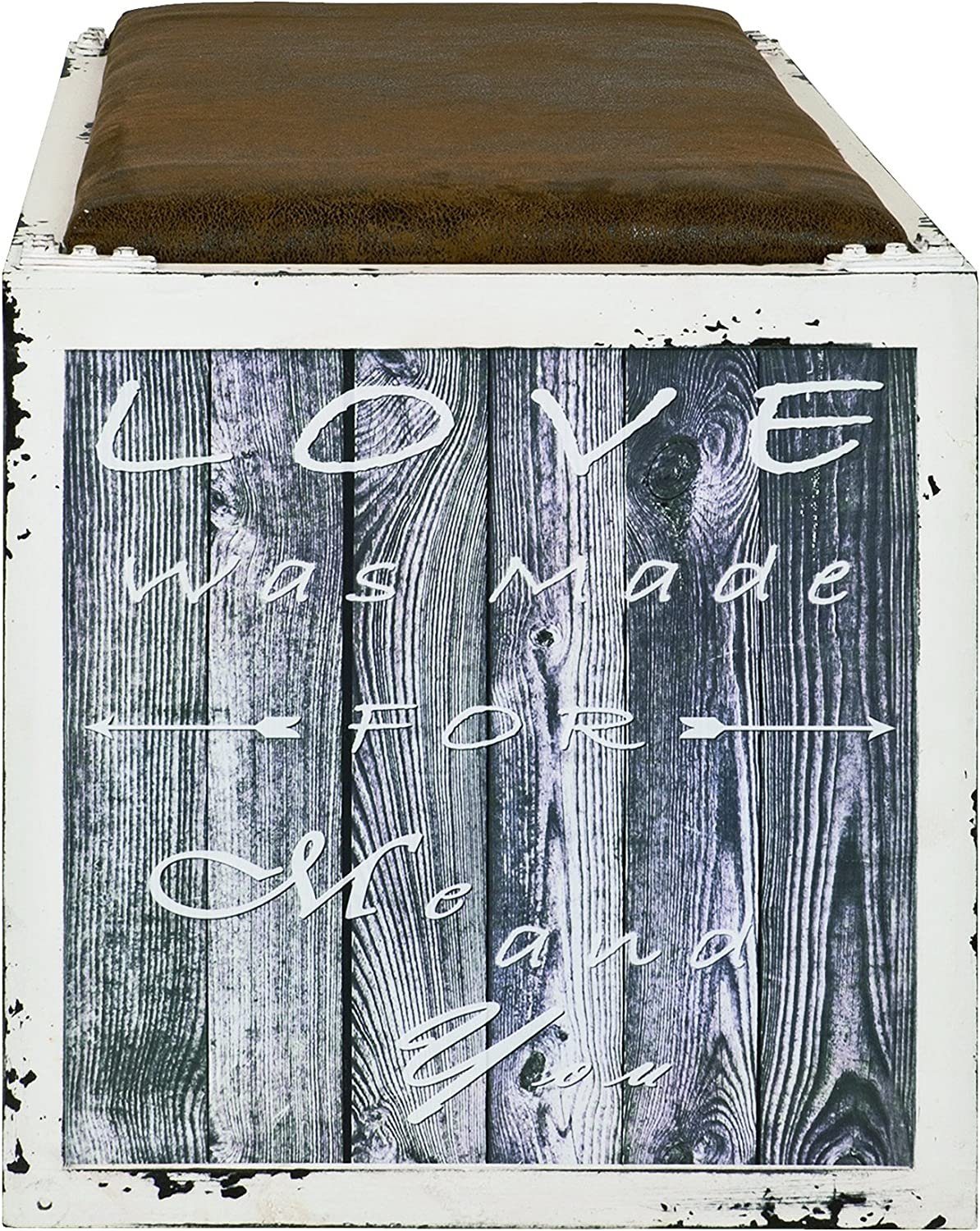 HAKU Hockerbank HAKU Möbel Schuhbank - weiß-braun-vintage - H. 42cm x B. 72cm (1 Stück)