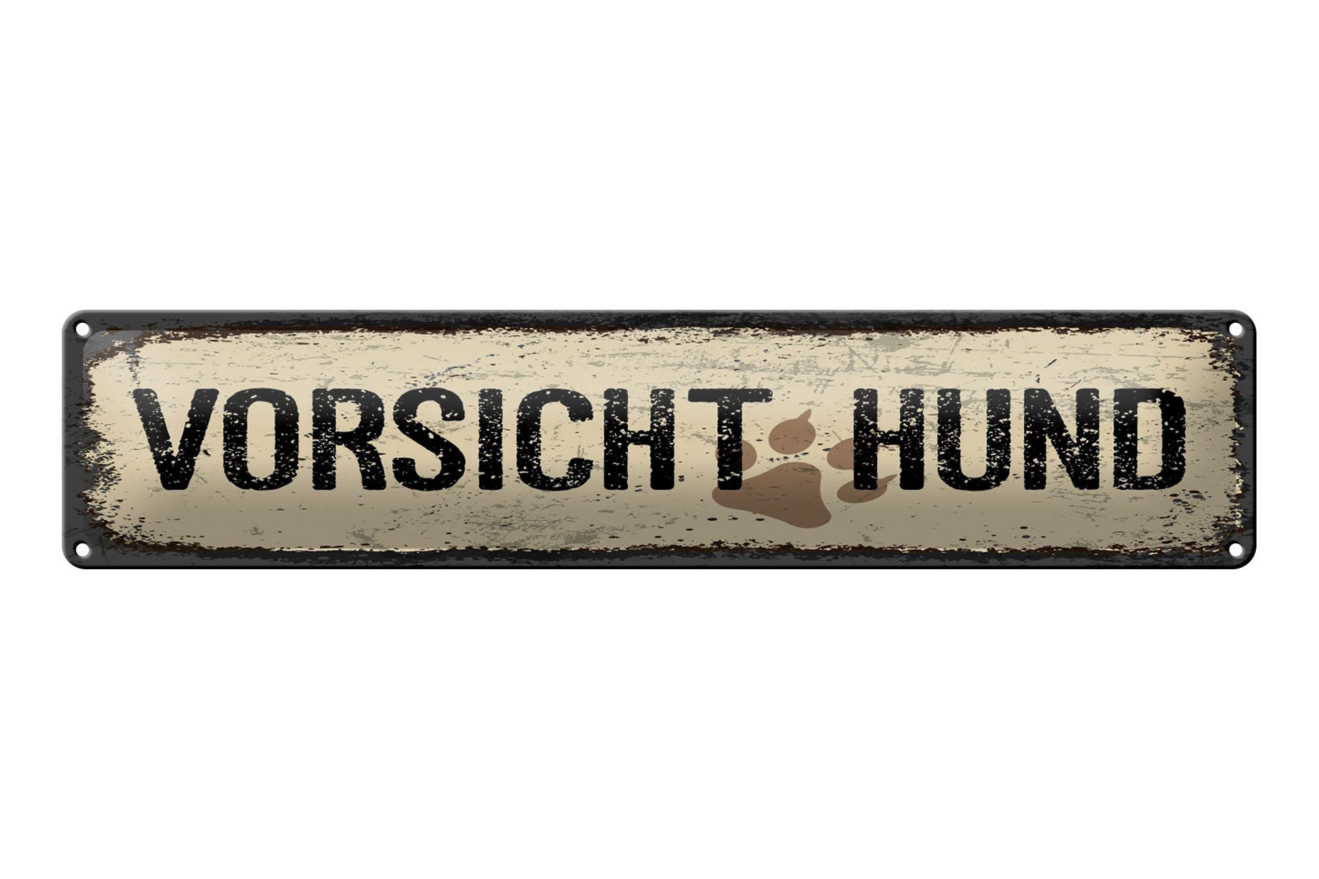 Femer GmbH Metallschild Hinweis 46x10 cm Vorsicht Hund, (1 St), gewölbte Oberfläche, abgerundete Ecken, umgeschlagene Kanten