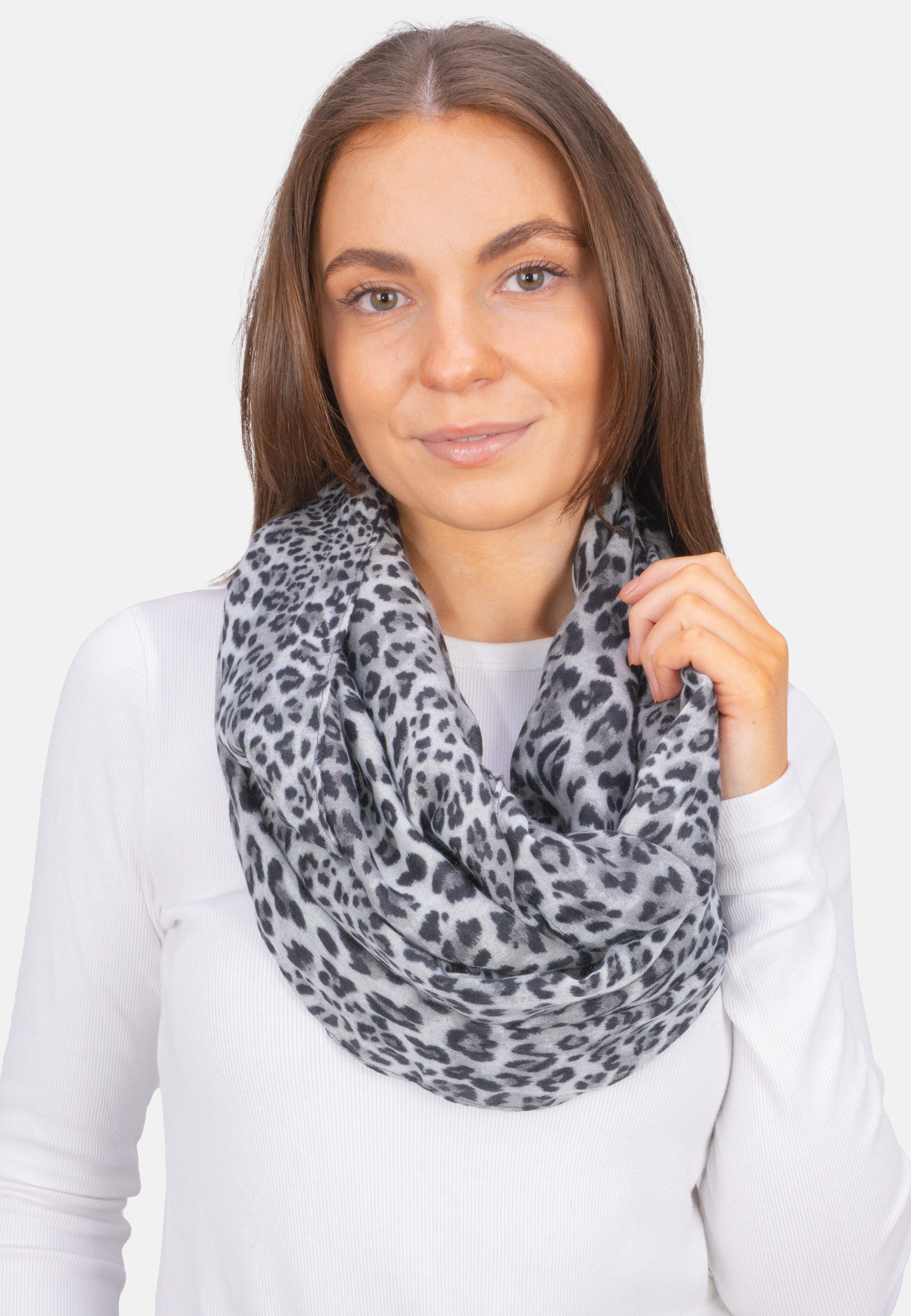 Seasons of April Loop LOOP GYDA LEO, Loop Schal GYDA mit Leo Print – Weich & leicht aus 100% Viskose