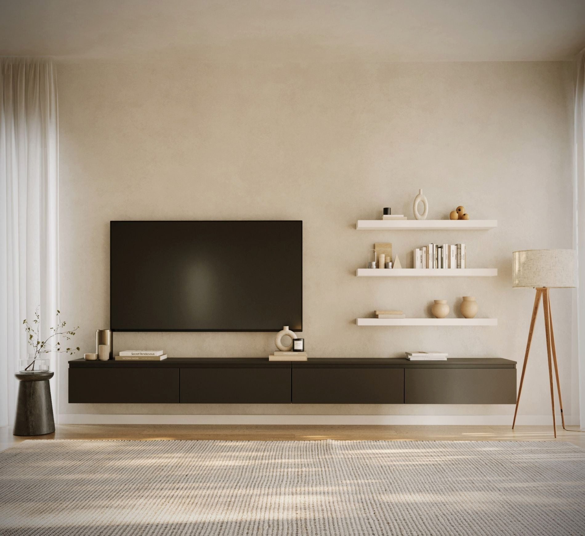 Selsey TV-Schrank BEMMI Hängendes TV-Board mit vier Klappen 300 cm