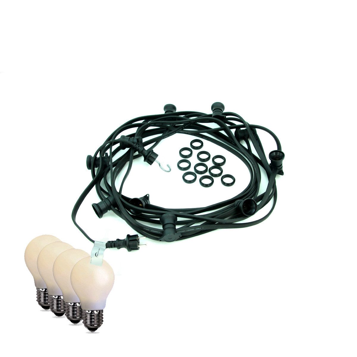 SPICELITE LED-Lichterkette Illu Party Garten 30m Außenlichterkette 30x E27 LED Tropfenlampen opal, 30-flammig