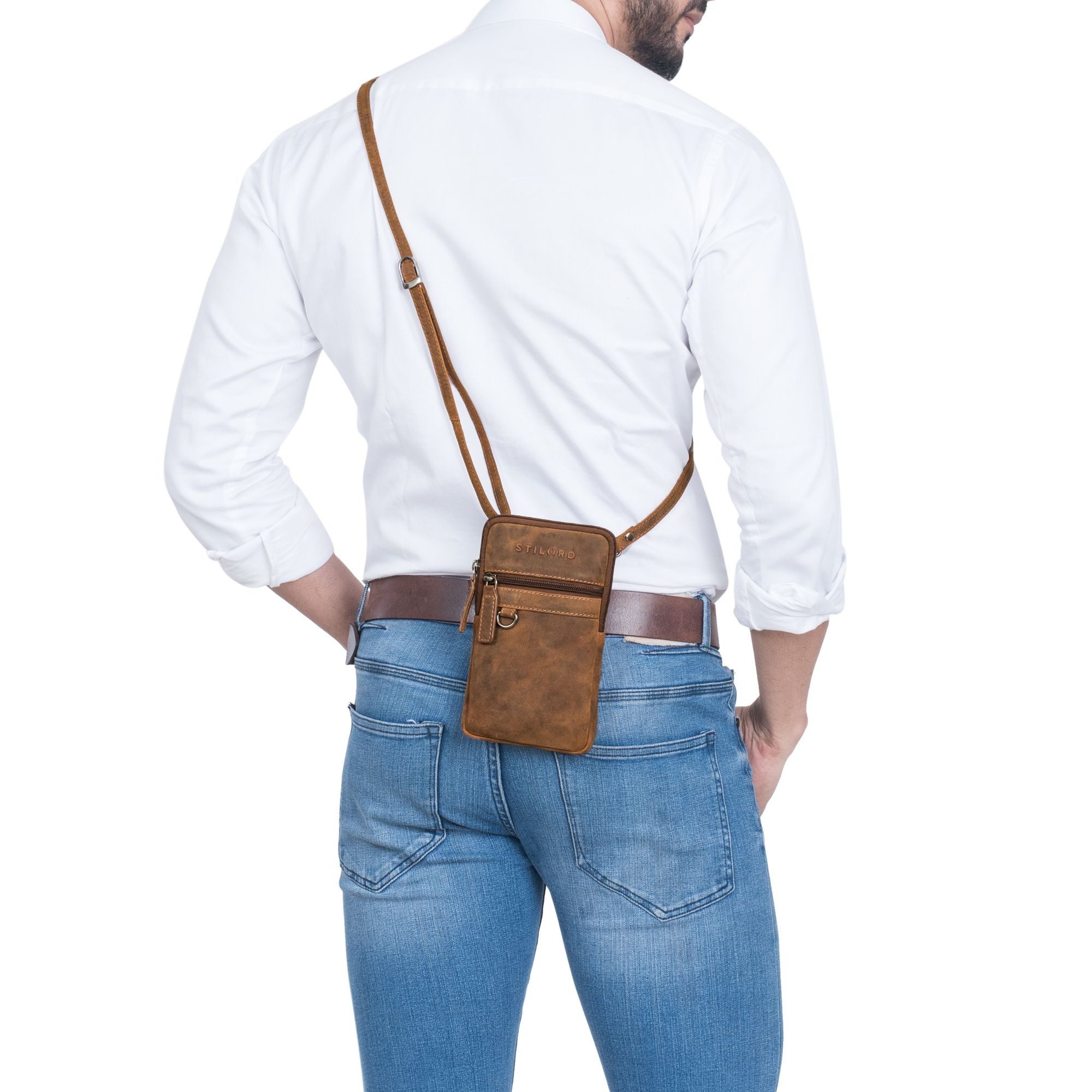 STILORD Handtasche "Mauve" 2-in-1 Gürteltasche Umhängetasche Herren Leder Klein