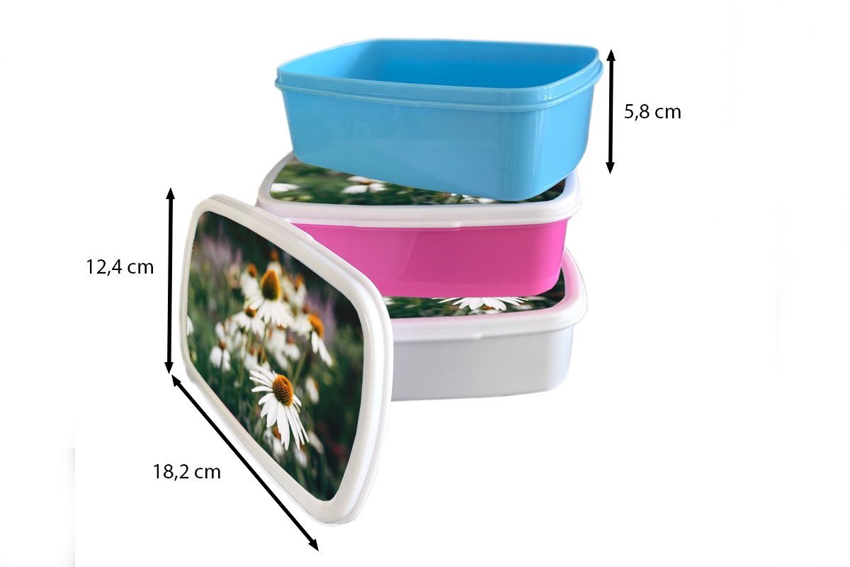 MuchoWow Lunchbox Blumen - Herbst - Jungs für und Mädchen Botanisch, Brotbox weiß Kinder Kunststoff, für Brotdose, (2-tlg), und Erwachsene