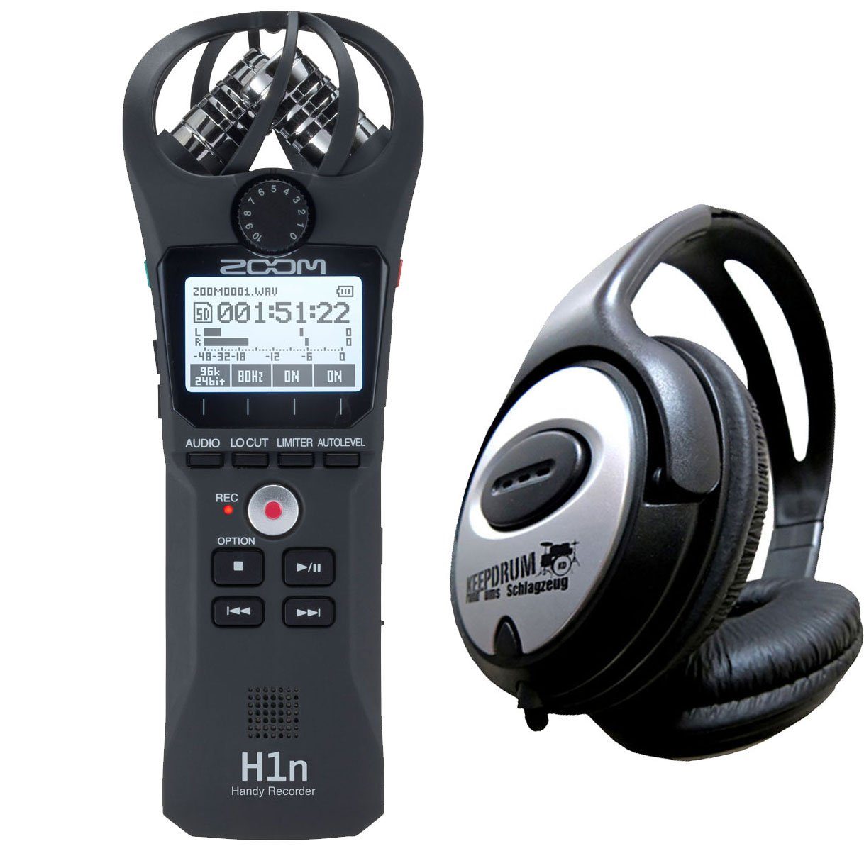 Zoom Audio H1n Handy Recorder Digitales Aufnahmegerät (mit Kopfhörer)