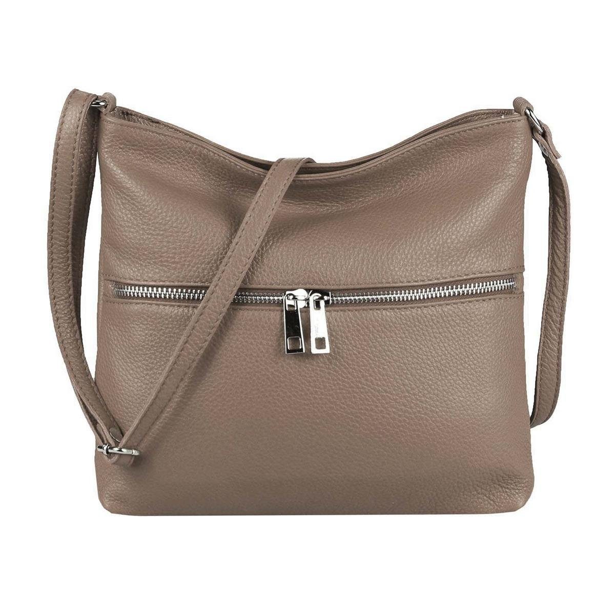 Schultertasche Made in Italy Damen Leder Tasche CrossOver