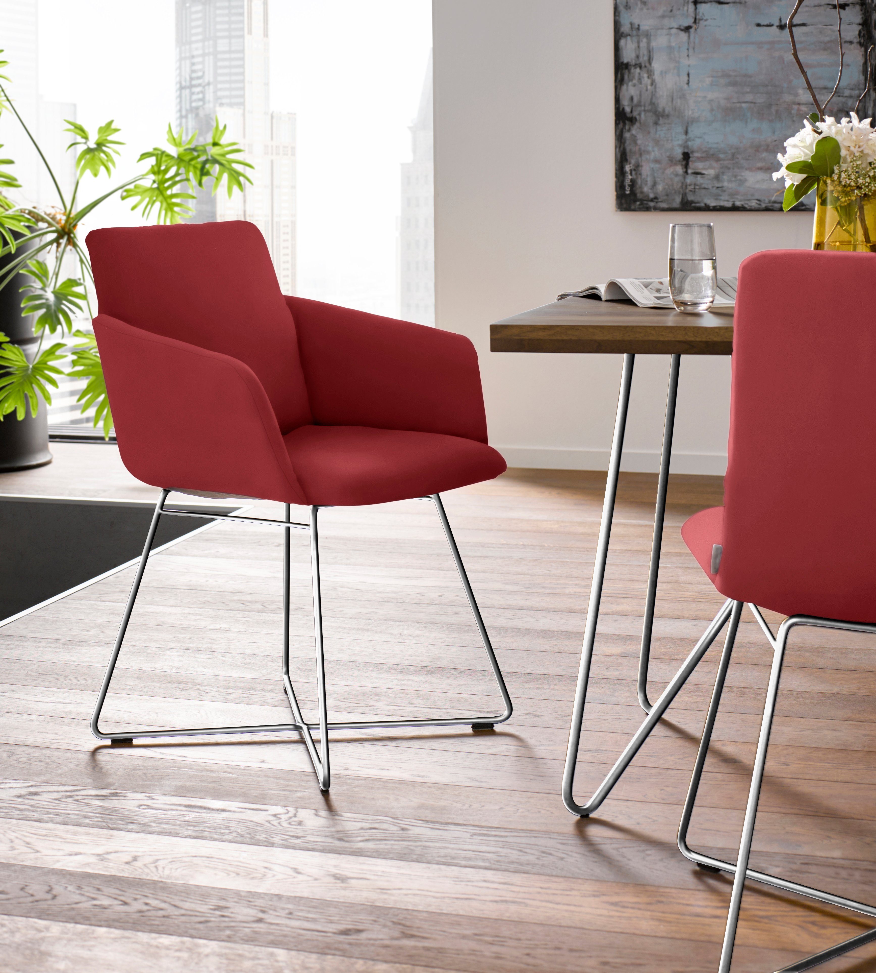 W.SCHILLIG Armlehnstuhl jakob, mit Drahtrohrgestell in Chrom glänzend