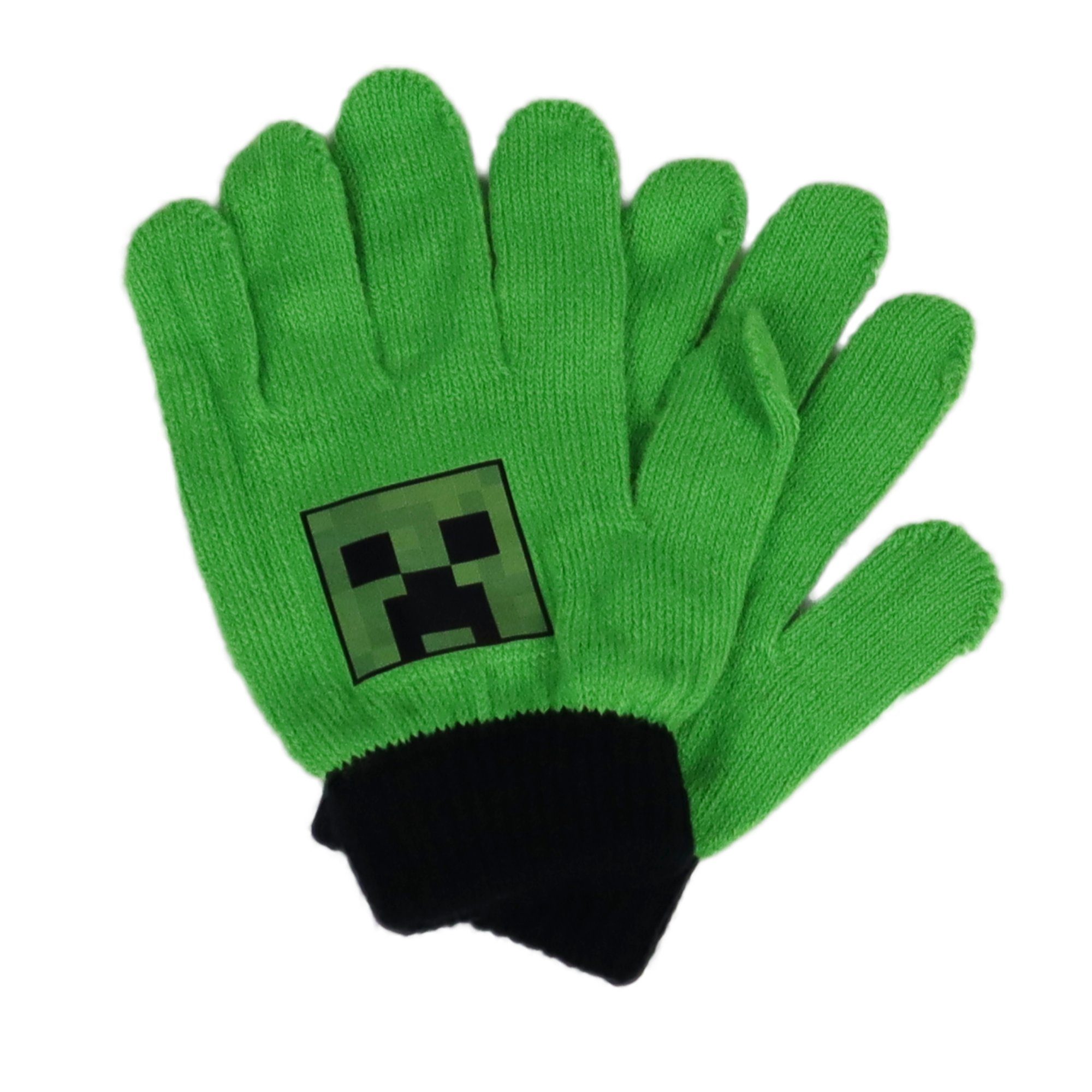 Minecraft Multisporthandschuhe 10 Kinder Handschuhe in Jahre, bis Schwarz, oder Grün vom Finger Minecraft Motiv Creeper Creeper Einheitsgröße ca