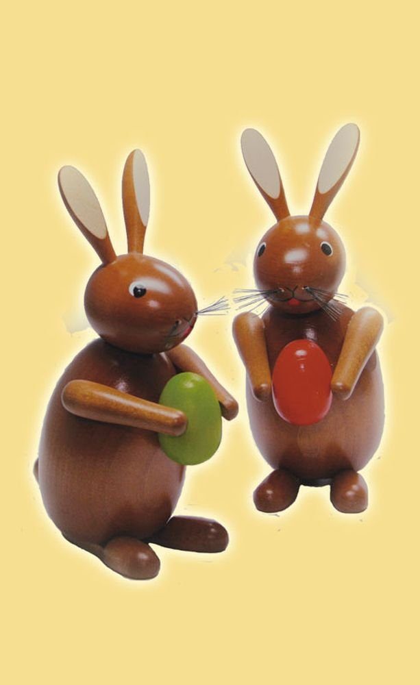 Osterhase Osterdekoration Osterhasenpaar 16 cm Höhe= 16cm NEU, rotes und grünes Ei, handgefertigt