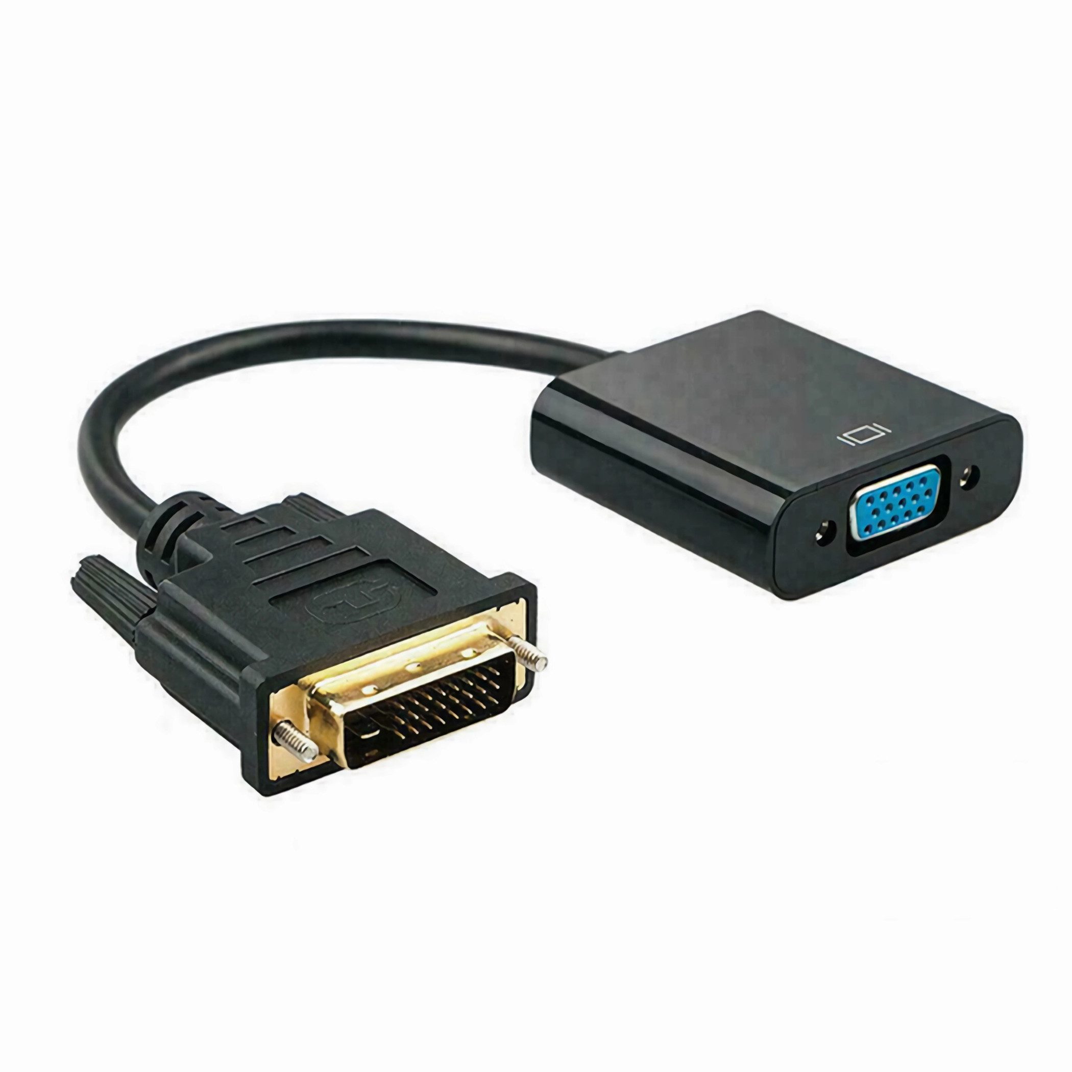 Bolwins K30 DVI auf VGA Adapter 24+1 Pin DVI-D Stecker zu VGA Buchse Konverter Computer-Adapter DVI-D 24+1 Stecker zu VGA 15-pol Buchse, 23 cm, Wandelt DVI-D-Signal in VGA um