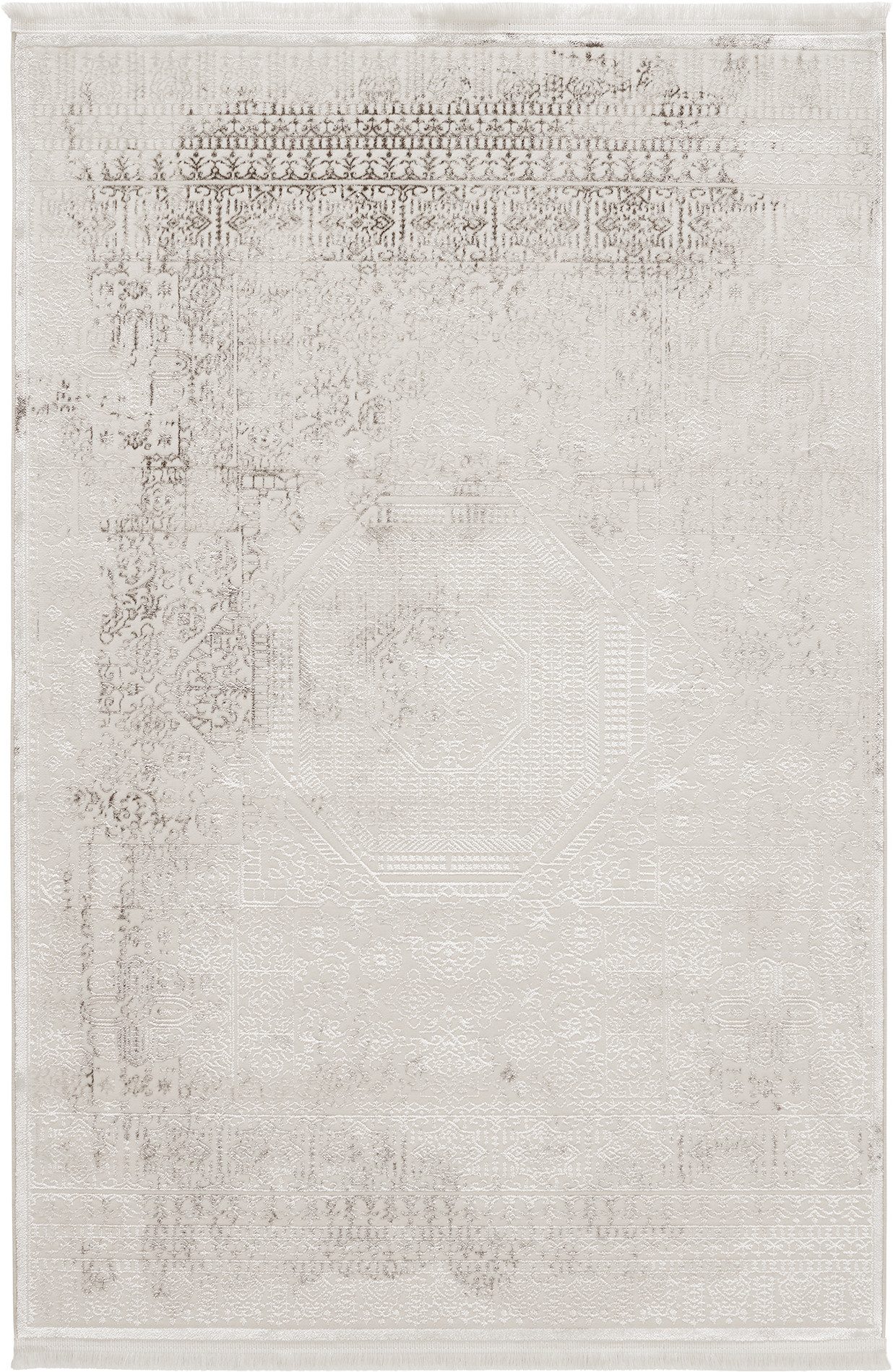 Sehrazat Teppich Diamond 7840, auch als Läufer, rechteckig, Höhe: 8 mm, Kurzflor, Vintage, Viskose, leichter Glanz, mit Fransen, Wohnzimmer