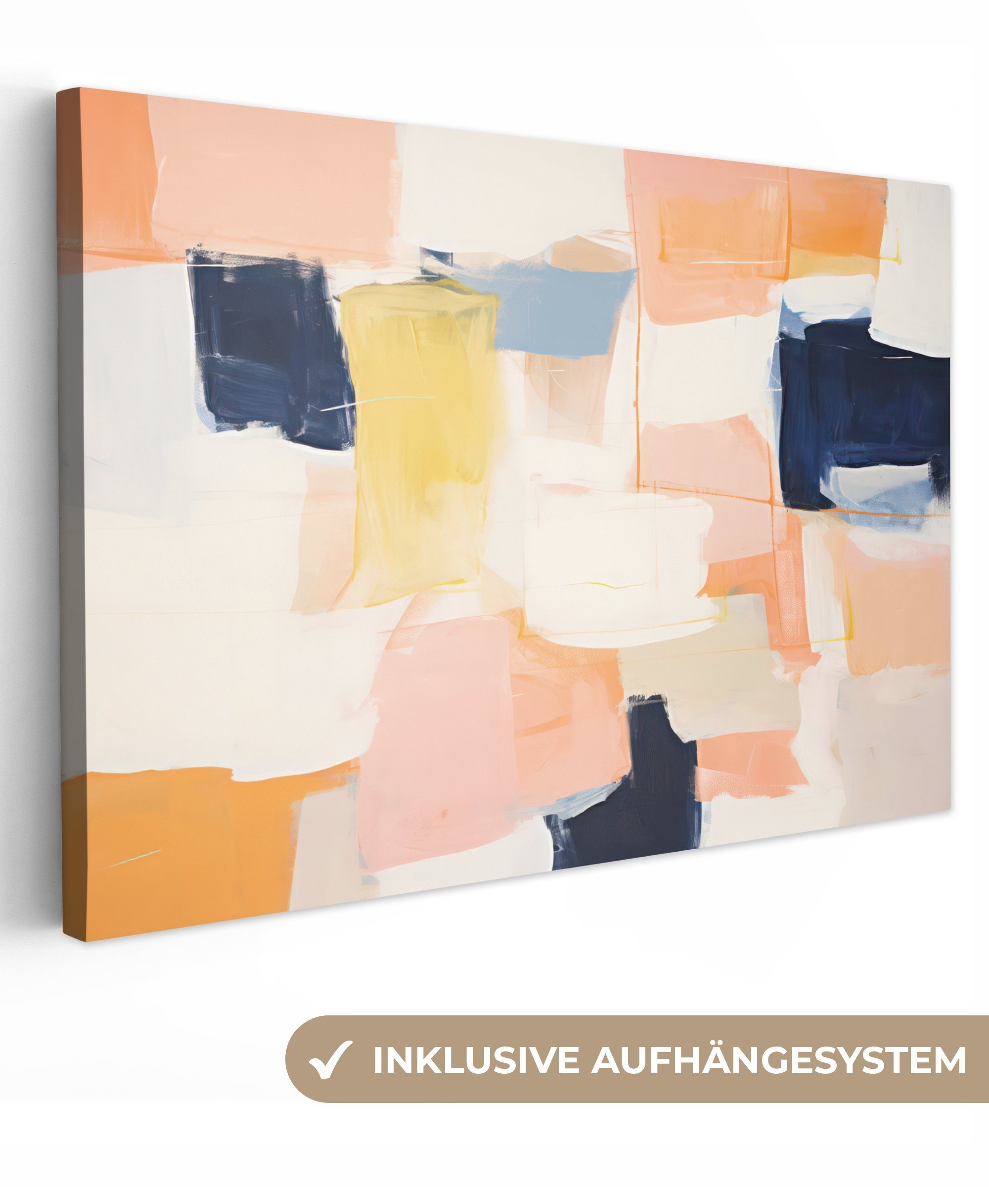 Abstrakt cm OneMillionCanvasses® - Wanddeko, Rosa Aufhängefertig, Leinwandbilder, Kunst - Pastell, St), - Leinwandbild 30x20 (1 Wandbild