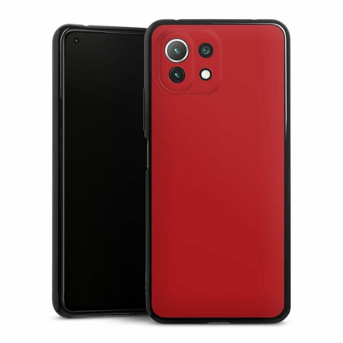 DeinDesign Handyhülle Rot einfarbig Farbe Karminrot Xiaomi Mi 11 Lite Silikon Hülle Bumper Case Handy Schutzhülle