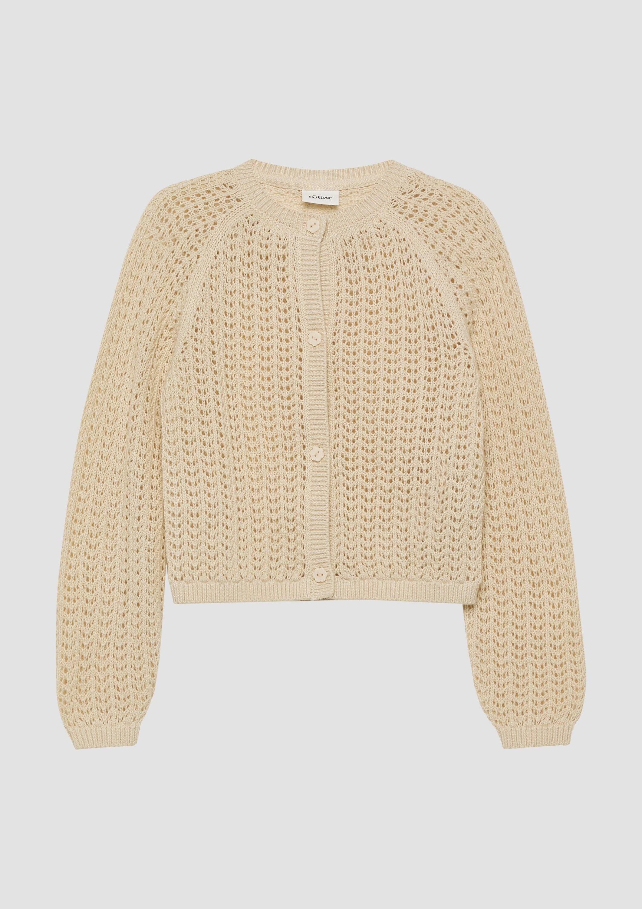 s.Oliver Cardigan Strickjacke Ajour-Strickjacke mit Schmuckknöpfen
