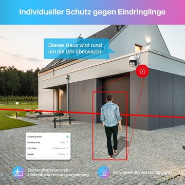 ZOSI C296, 5MP, 3k, Außenbereich, IP66 wasser- und staubdicht Überwachungskamera (Außenbereich, Integrierte Sirene (Ton & Licht), Automatisch Verfolgung)