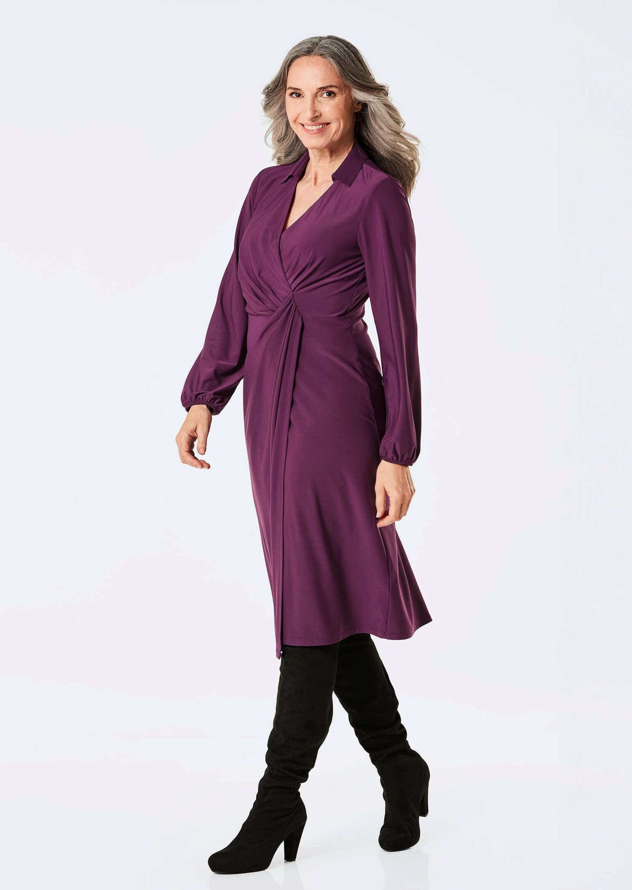 GOLDNER Jerseykleid Elegantes Jerseykleid mit V-Ausschnitt Stretchkleid mit günstig online kaufen