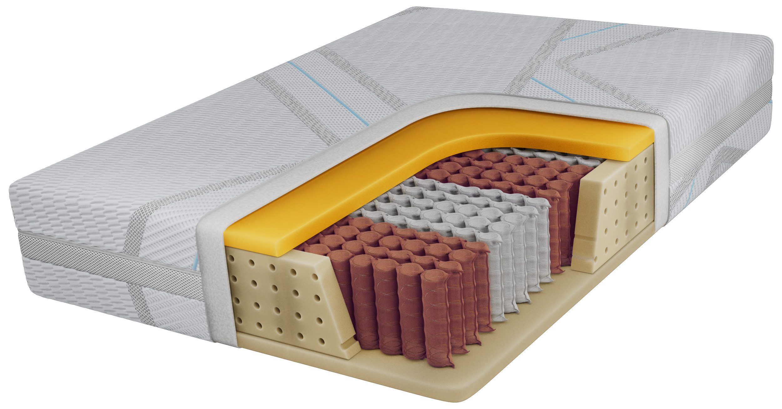 Taschenfederkernmatratze MOXE, MKS MÖBEL, 23.4 cm hoch, (Pocket-Matratze, Luxusmatratze, Viscomatratze mit temperaturausgleichendem 3D-Bezug), 7-Zonen-Matratze mit Visco und 3D-Bezug – ideal für empfindliche Haut
