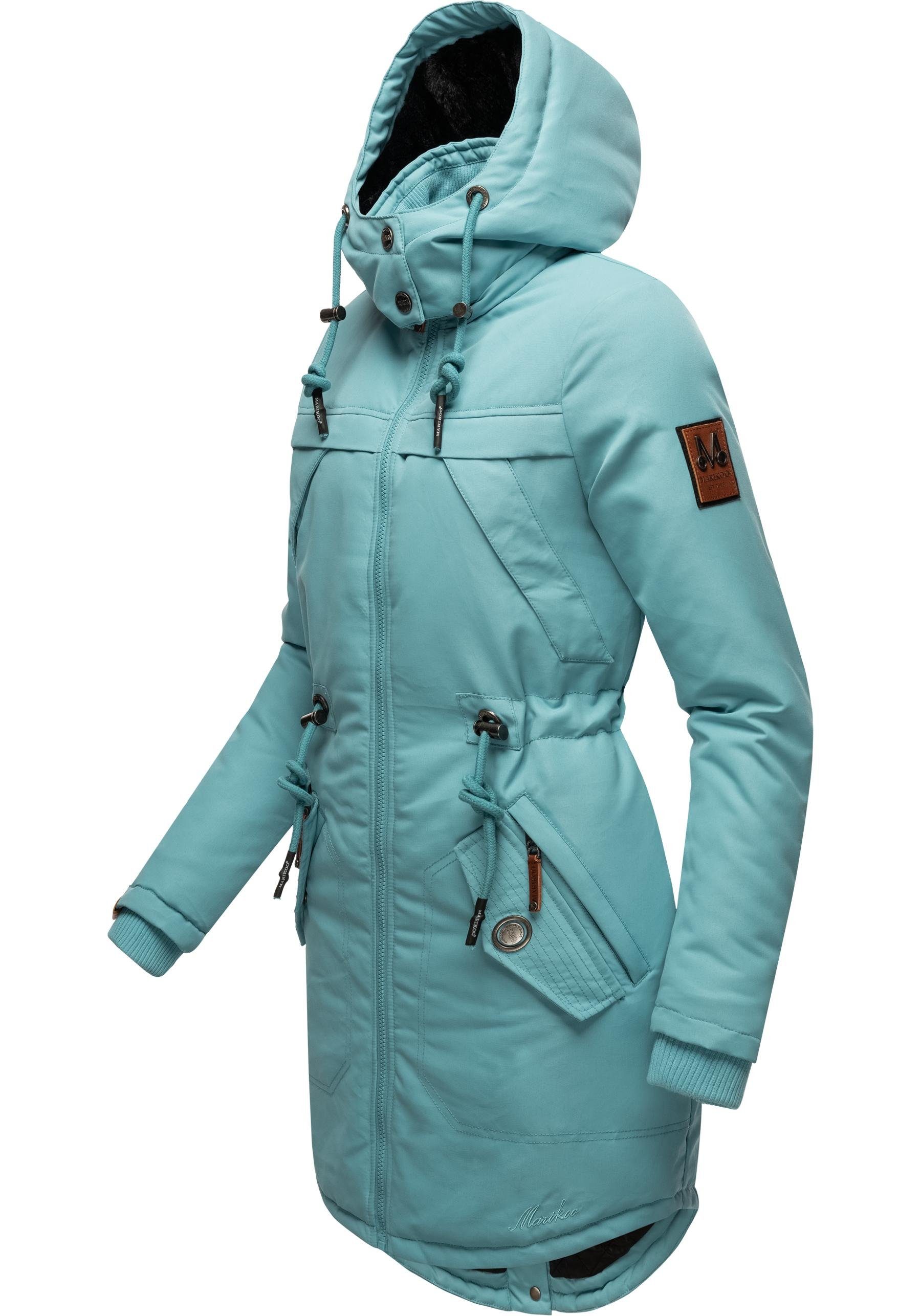 Kapuze abnehmb. Kamii Marikoo Damen sportlicher Wintermantel mit Winterparka hellblau