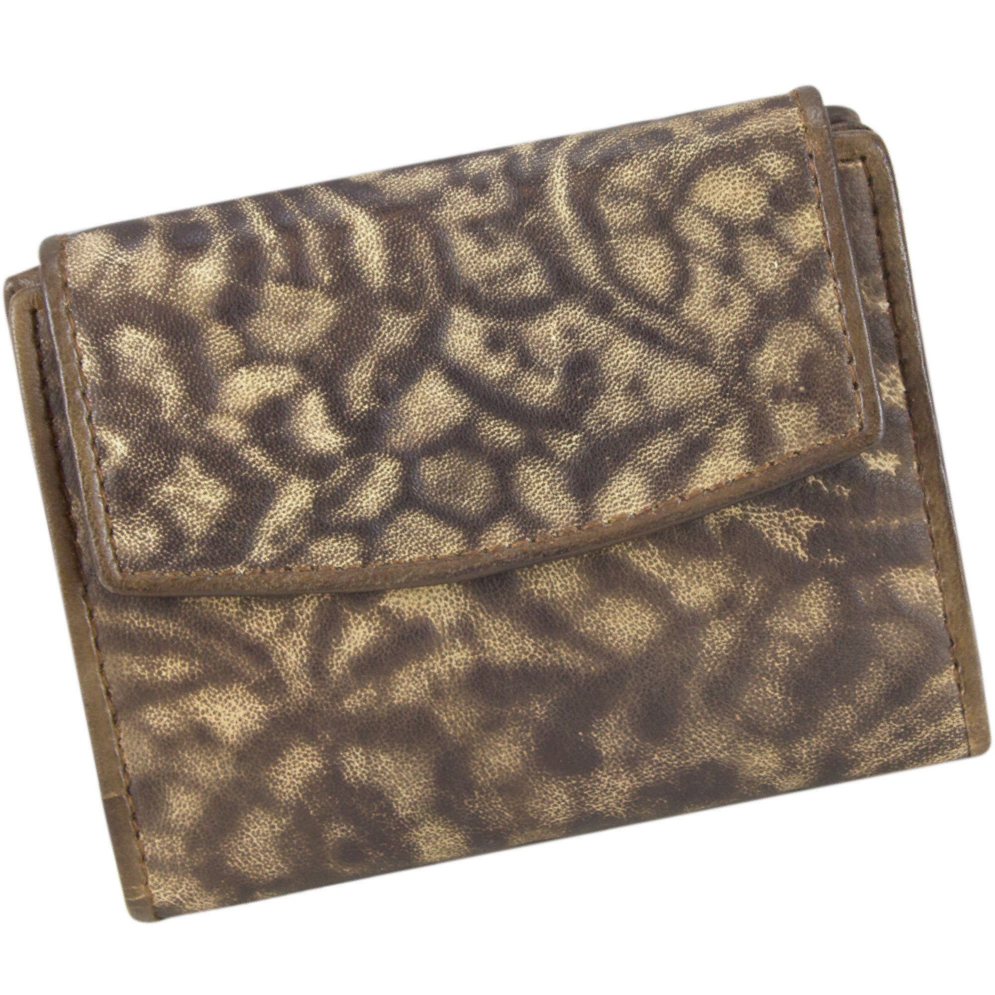 Sunsa Geldbörse Kleine Leder Geldbeutel Vintage Portemonnaie Brieftasche Damen, echt Leder, Vintage Style, mit RFID-Schutz, zeitlos braun