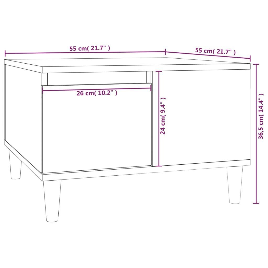 Couchtisch | Couchtisch cm Sonoma-Eiche Sonoma Sonoma Holzwerkstoff 55x55x36,5 Eiche (1-St) vidaXL Eiche