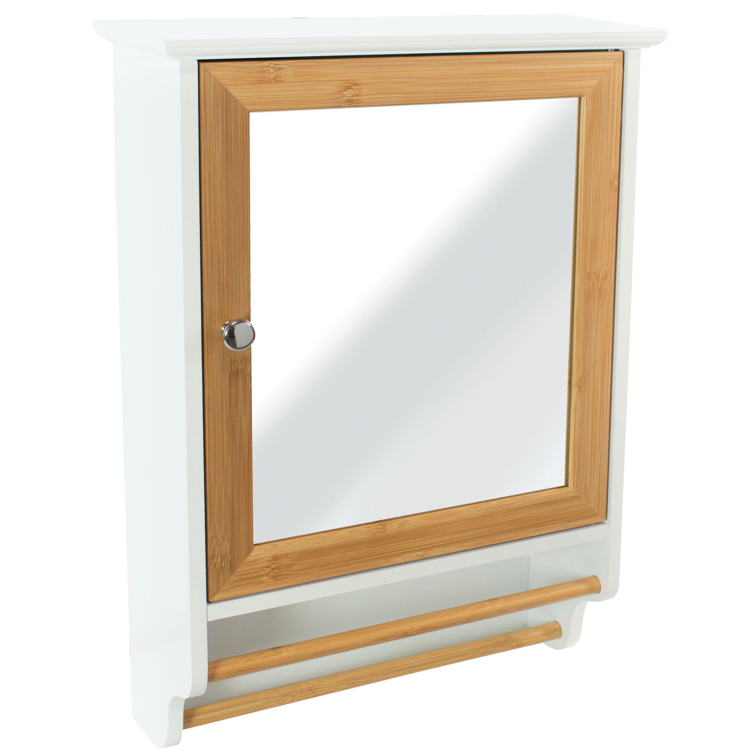 osoltus Badregal osoltus Spiegelschrank Badschrank Kopenhagen Bambus weiß 40x55x15cm