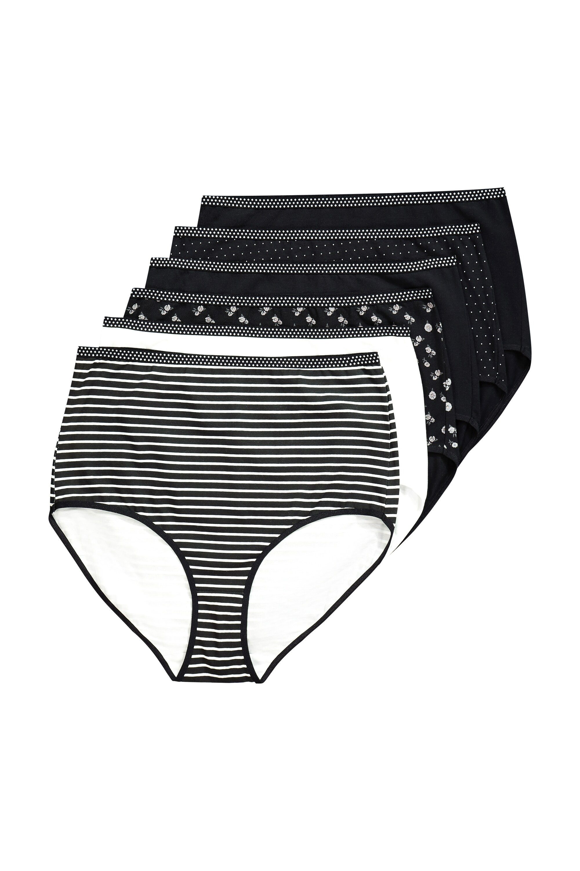 Ulla Popken Maxislip Maxislips 6er-Pack Muster/einfarbig