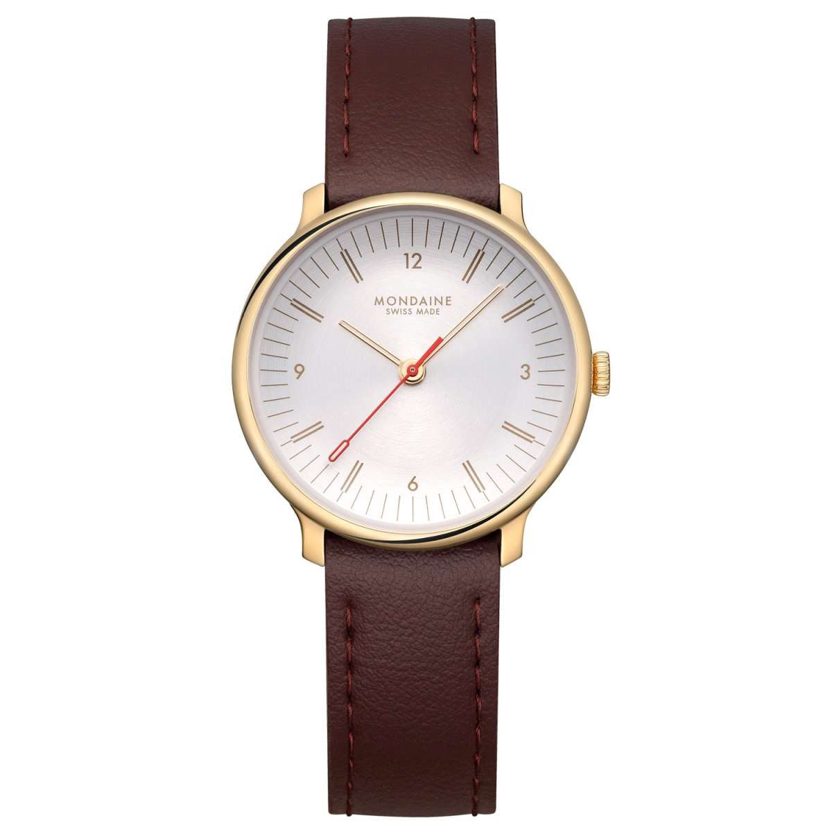 MONDAINE Quarzuhr MLE.33110.LGV, für Damen Doppio Braun/Goldfarben 33 mm