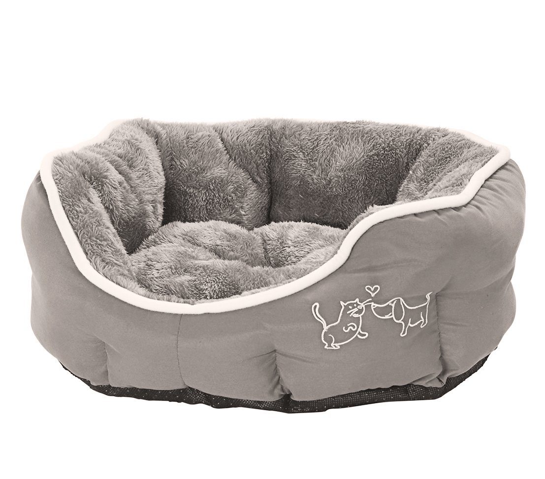 Tierbett Hunde-/Katzenbett Sammy, oval, Polyester, grau