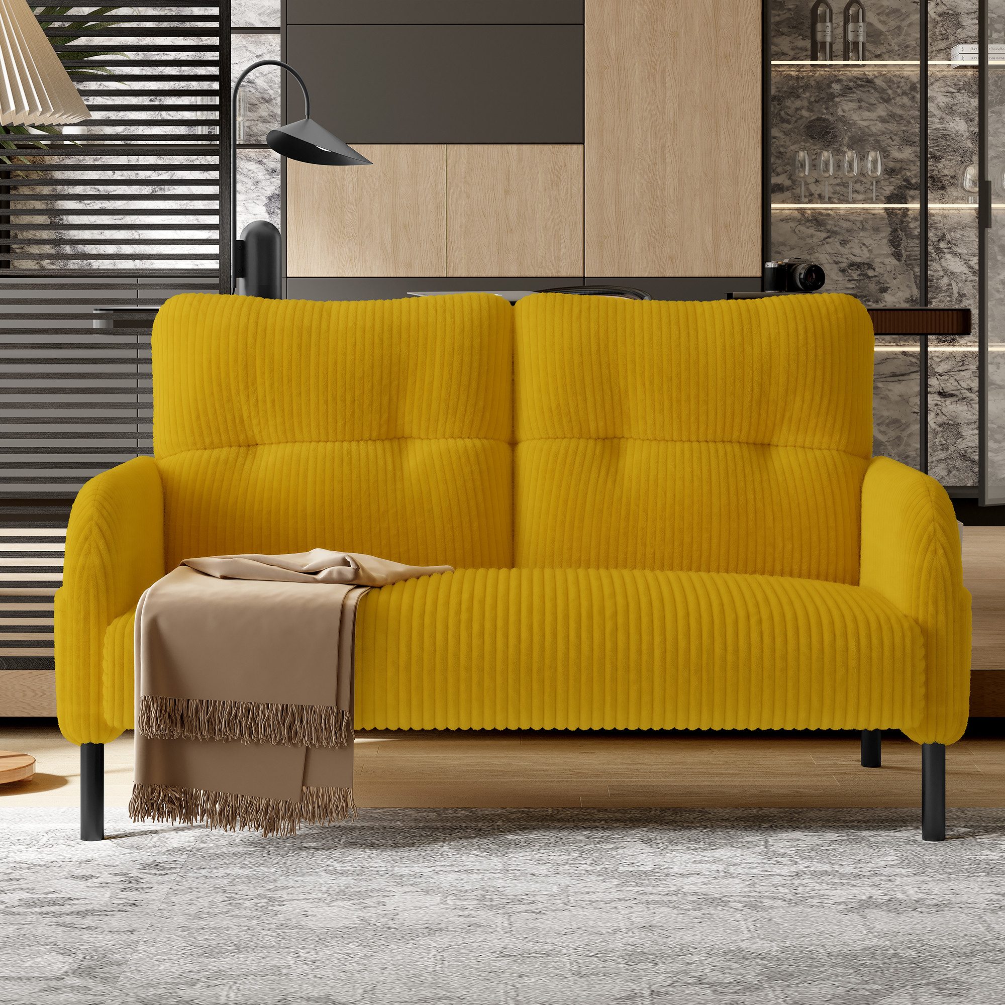 STILVORA Wohnzimmer-Set Cord 3er-Set Loungesofa Sitzgruppe,Hocker&2er-Sofa günstig online kaufen