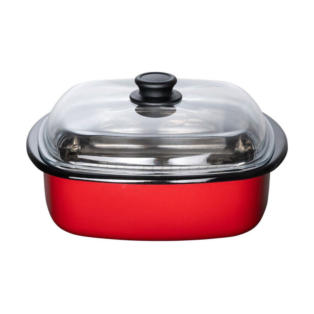 Riess Kochtopf Dampfgarer 3-tlg. Classic Color Rot, Emaille (Set, 3-tlg), Dampfgarer, 4,5 l, Emaille, rot