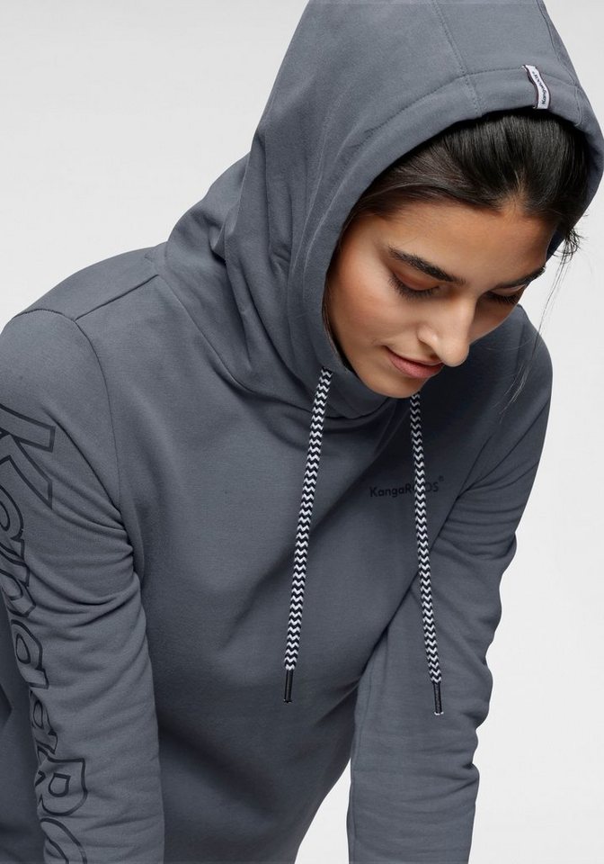 KangaROOS Sweatkleid mit Kapuze & großem Schriftzug-Druck am Arm in blau