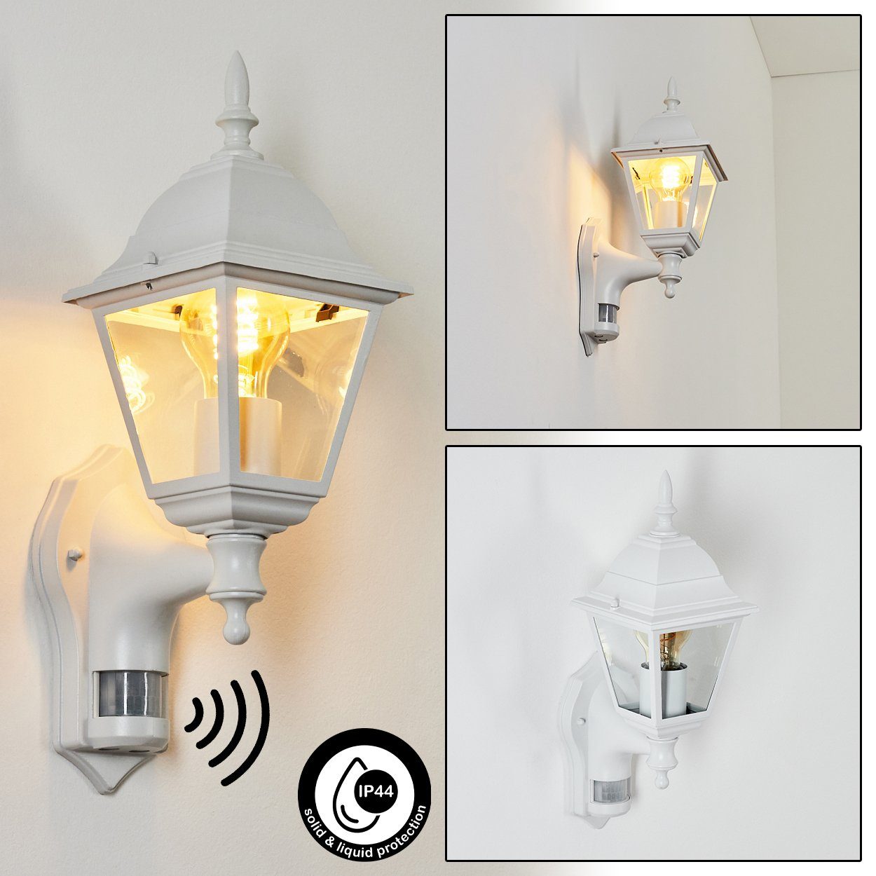 hofstein Außen-Wandleuchte Wandlampe mit Bewegungsmelder aus Metall/Glas in günstig online kaufen