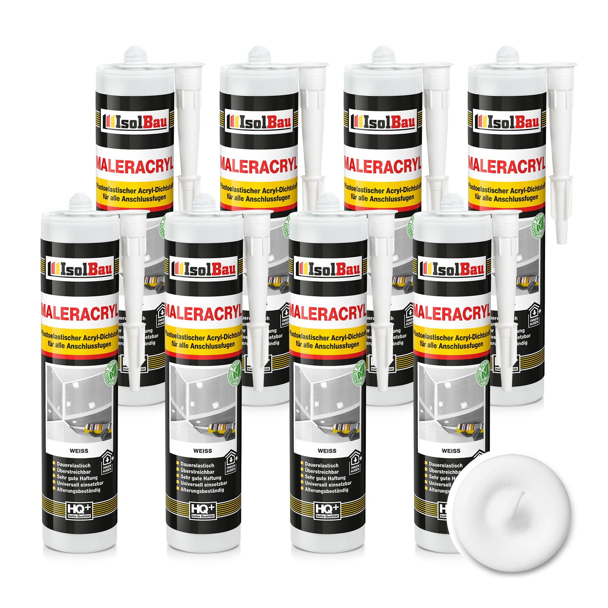 None Spachtelmasse Maleracryl Bauacryl 8 x 300 ml Acryl-Dichtstoff Innen- & Außenbereich, Mauerwerk Putz Gipskarton Beton Gasbeton Zement Holz Polystyrolschaum