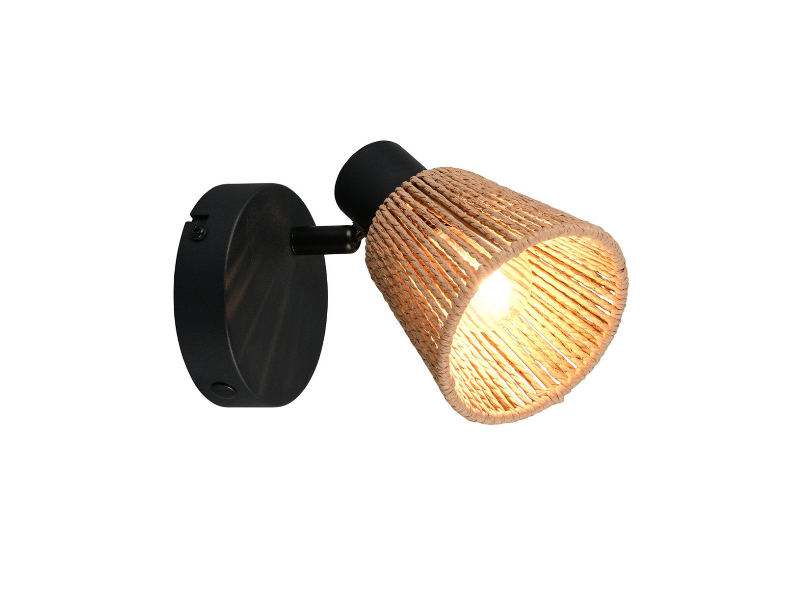 Reality Leuchten LED Wandstrahler schwenkbar aus Papiergarn Breite 10cm, Dimmfunktion, LED wechselbar, warmweiß, gemütliche Wandleuchte Boho innen Wandlampe Lampenschirm geflochten
