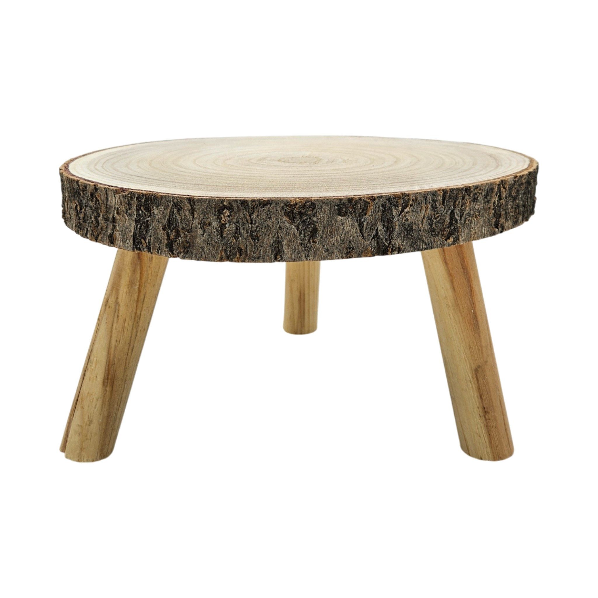 Meinposten Kerzenständer Baumscheibe auf Füßen Kerzentablett natur Baumrinde 20-26 cm Ständer (1 St)