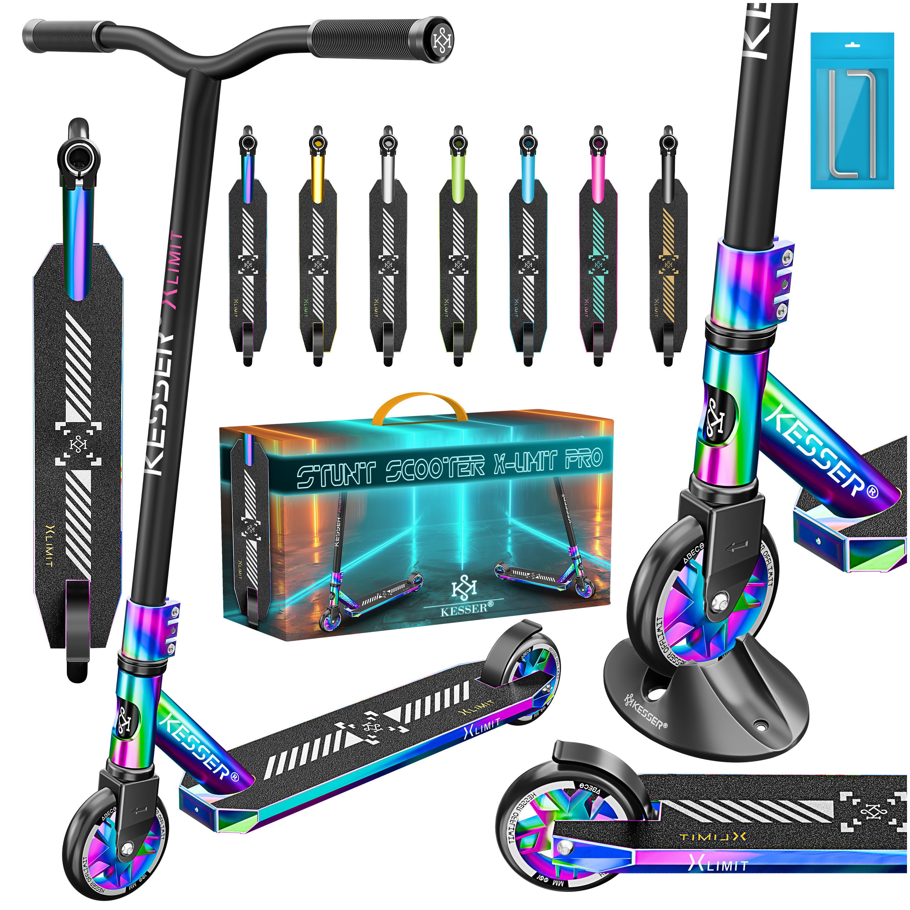 KESSER Scooter, Stunt Scooter X-Limit-Pro 360° Lenkung Funscooter Stuntscooter