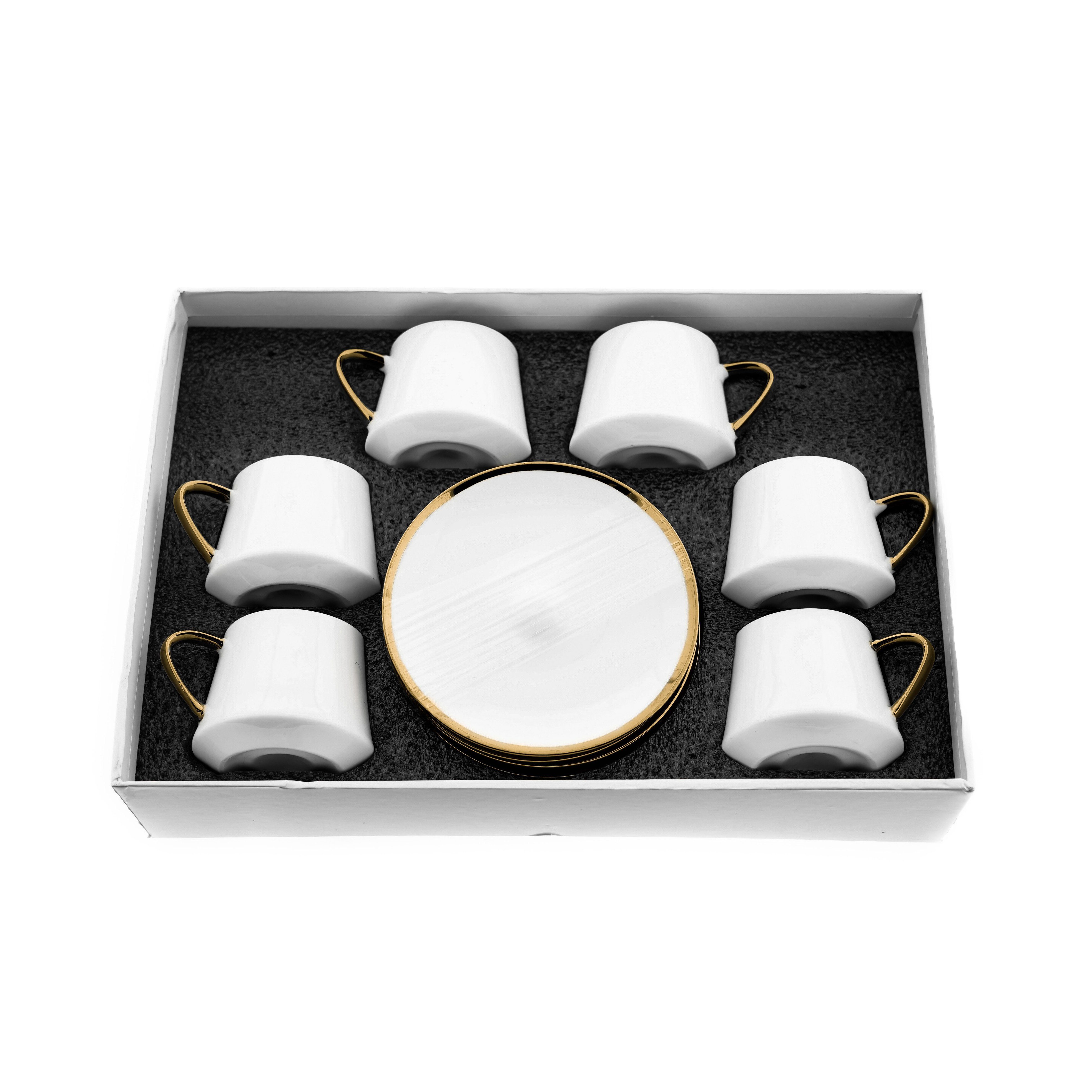 Mulex Espressotasse 12 Tlg. Set Mokkatassen mit Untertassen aus Porzellan 100 ml