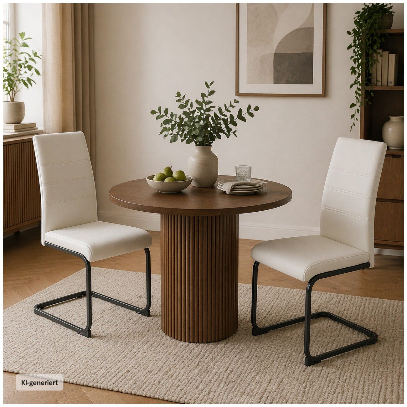 HTI-Living Freischwinger Schwingstuhl SallyP PU Beige (Set, 2 St), Freischwinger Esszimmerstuhl Kunstleder