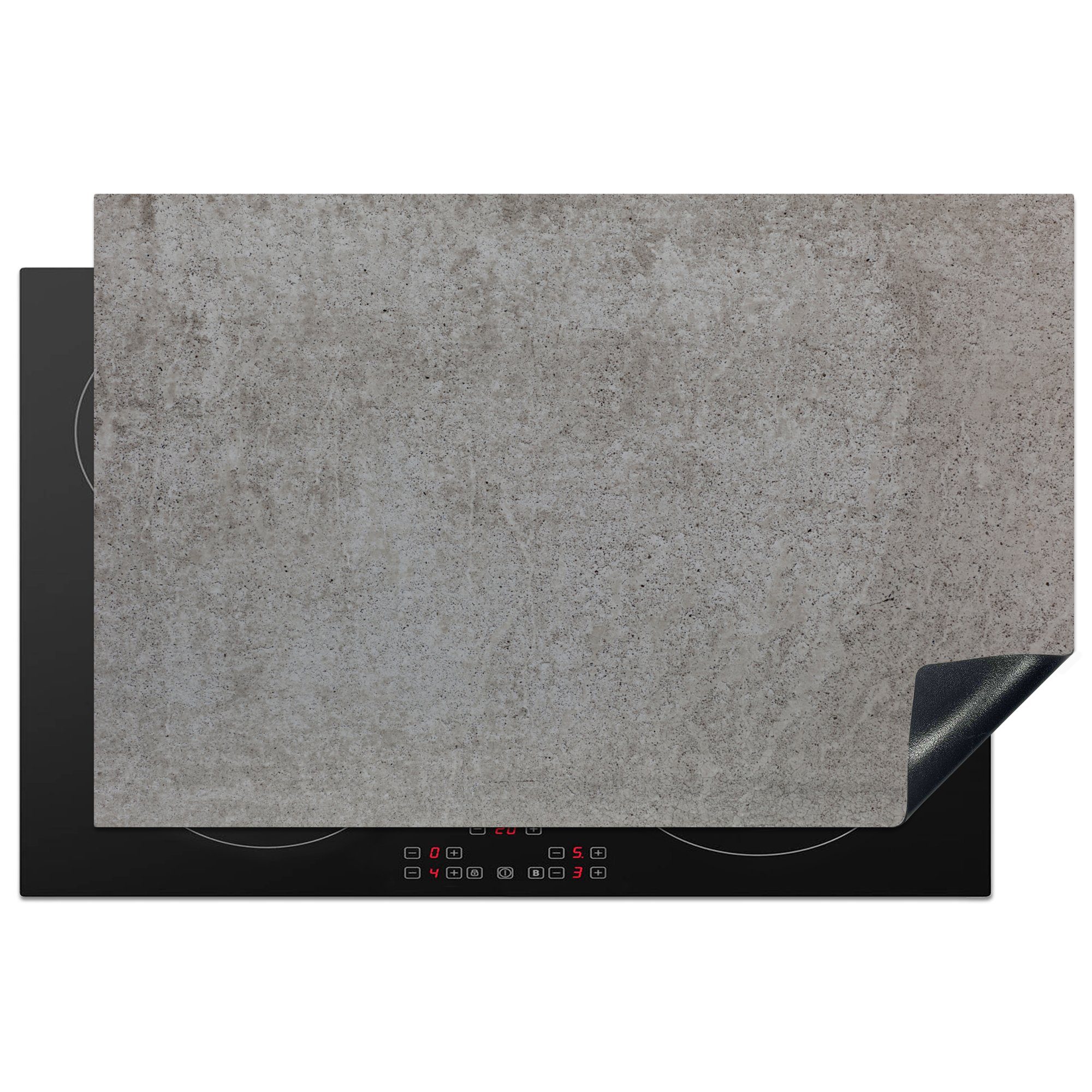 Ceranfeldabdeckung 81x52 - Induktionskochfeld - MuchoWow Grau Herdblende-/Abdeckplatte Beton (1 cm, Schutz tlg), Dots - für küche, Kies, Vinyl, die