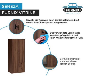 Furnix Kleiderschrank SENEZA S-1 mit zwei Türen & 2 Schubladen Warmia Nussbaum
