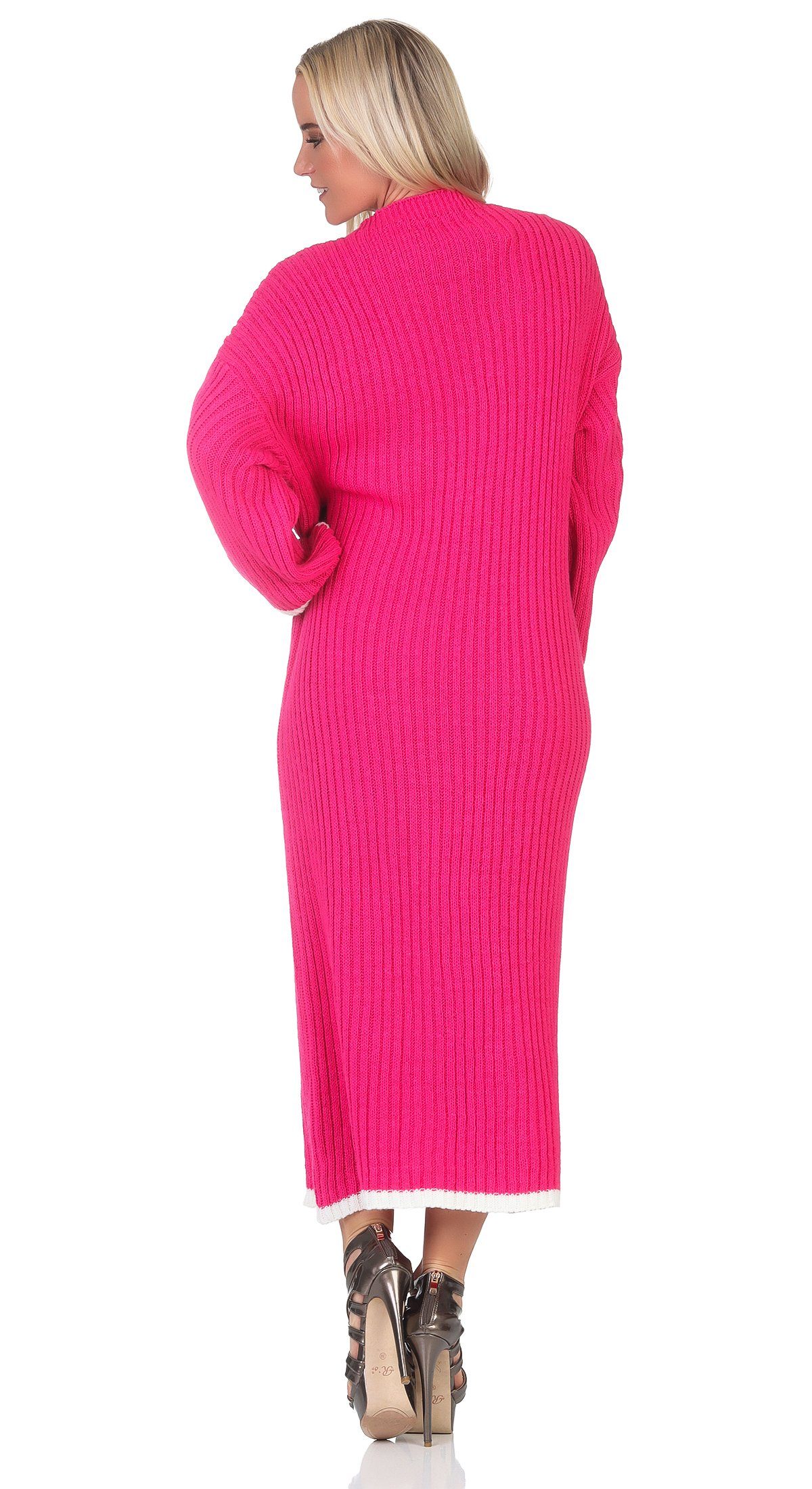 lang Strickkleid Mississhop Kleid Pink (1-tlg) M.383 Strickkleid gestrickt