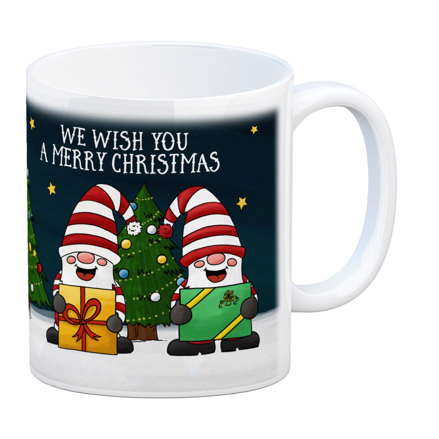 Tasse We wish you a merry christmas Kaffeebecher mit Wichtel Motiv Advent