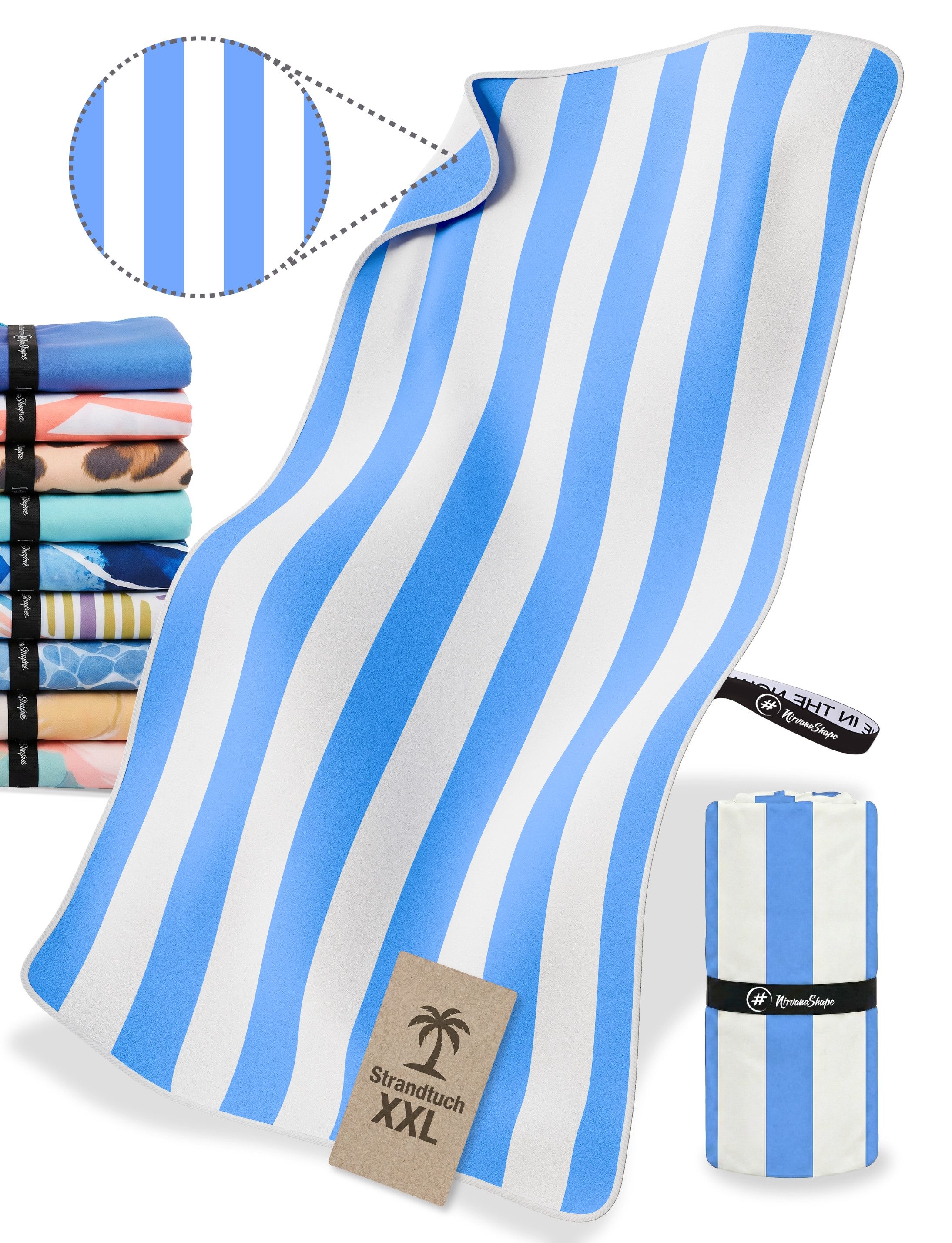 NirvanaShape Strandtuch Reise Handtuch Strandtuch XXL - Strandhandtuch, Mikrofaser Badetuch