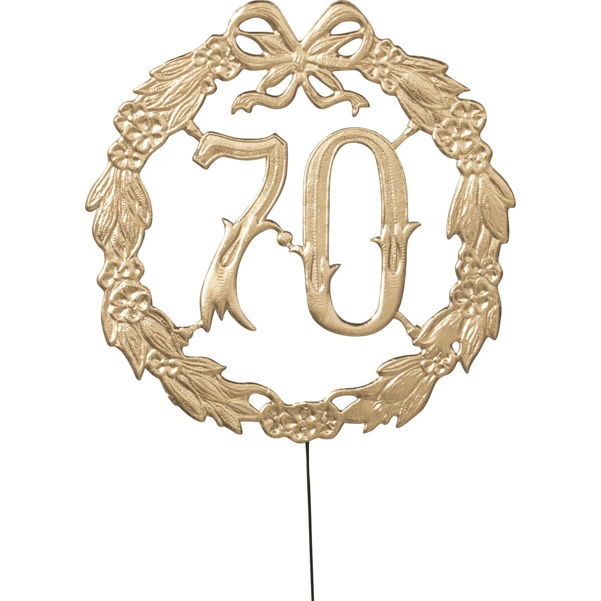 Demmler Bastelfilz Jubiläumszahl 70 - Ø 13 cm Draht gold.