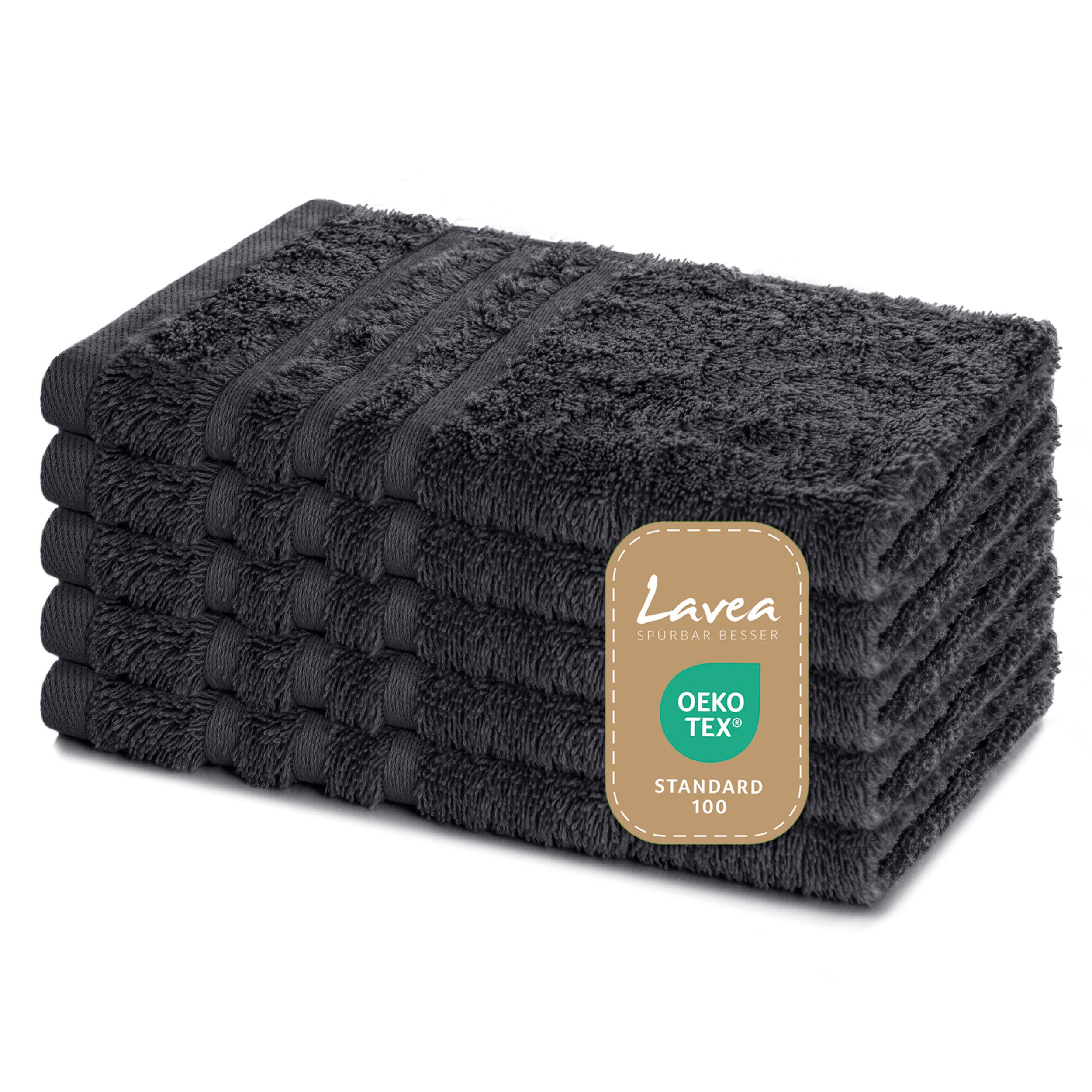 Lavea Handtuch Set Frottierserie Elena, Gästetuch - 100% Baumwolle (Set, 5-St), 500 g/m² Frottier, weich & saugstark, pflegeleicht