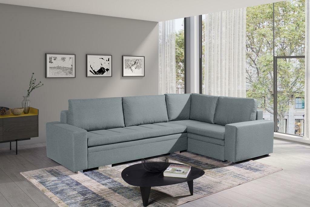 JVmoebel Ecksofa, Moderne Ecksofa Wohnzimmer Textil Stoff Schlafsofa Couch Blau